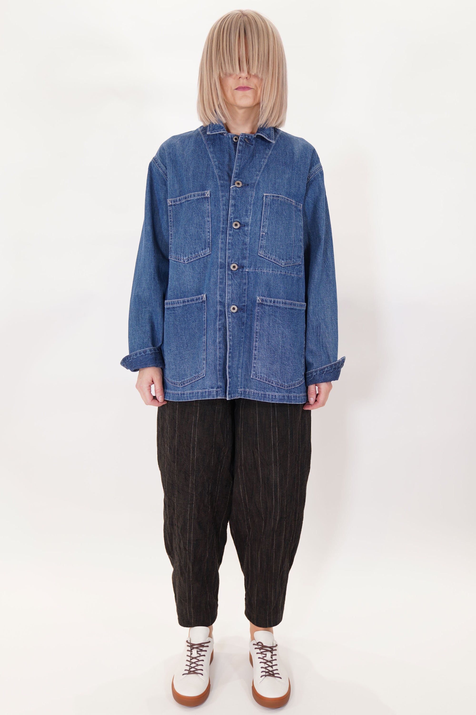 cs38-tj11 width denim chore jacket medium vintage