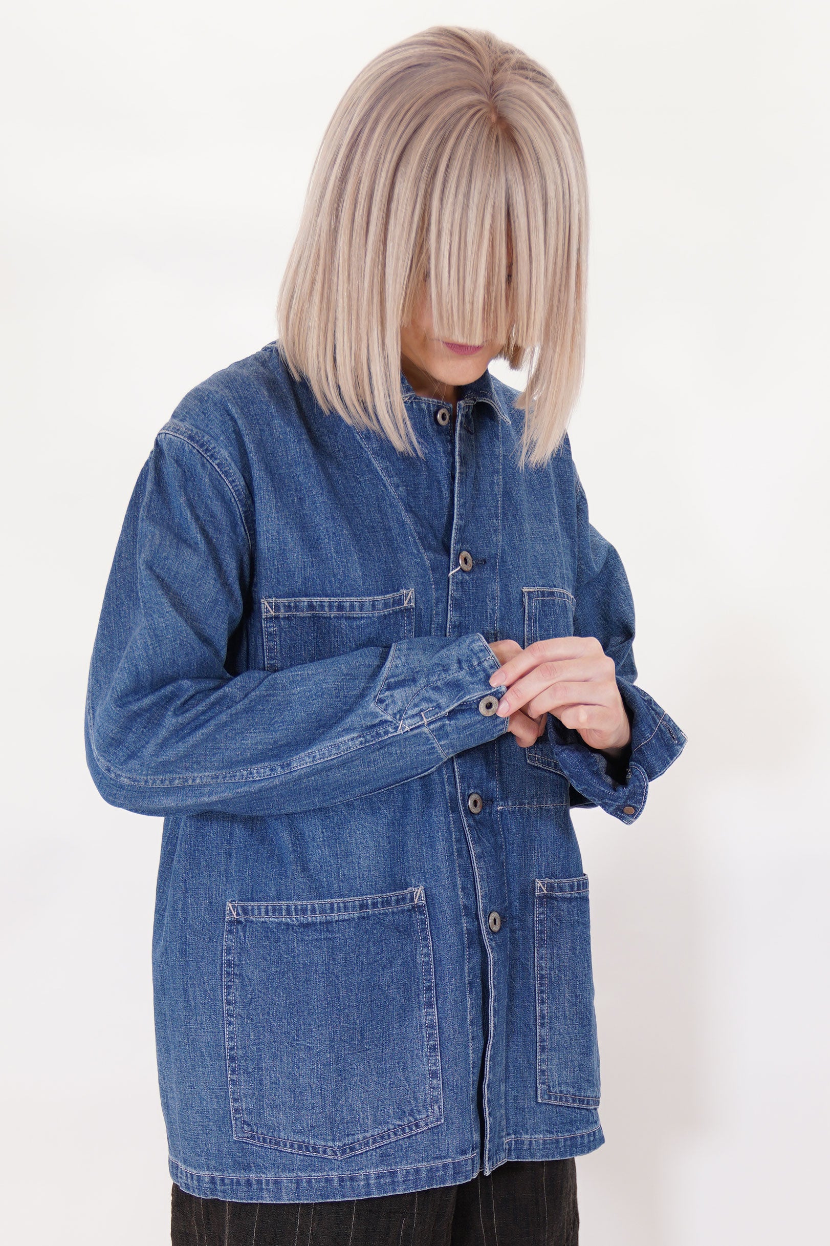 cs38-tj11 width denim chore jacket medium vintage