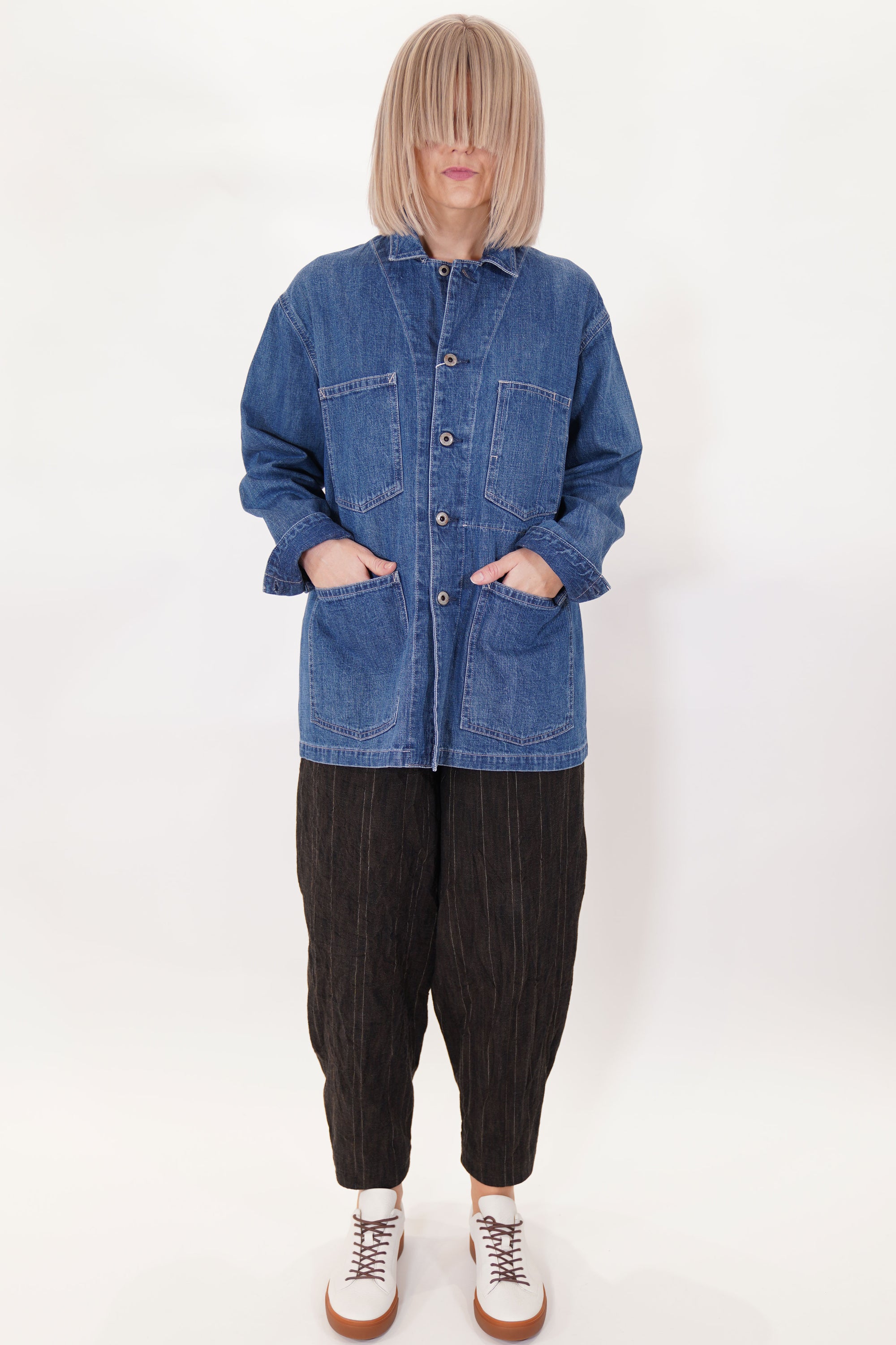 cs38-tj11 width denim chore jacket medium vintage