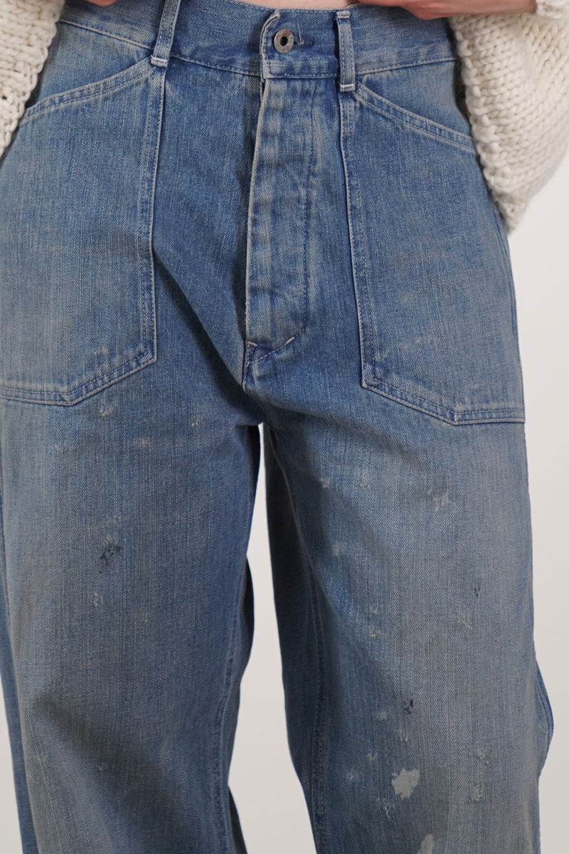 cs40-mp12 army style denim trousers light vintage