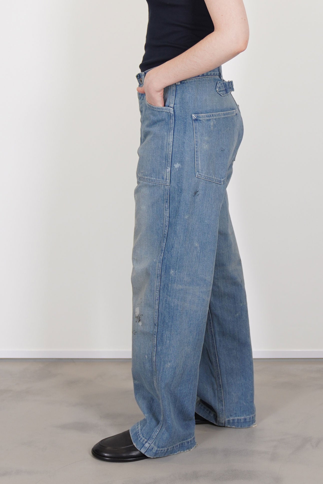 cs40-mp12 army style denim trousers light vintage