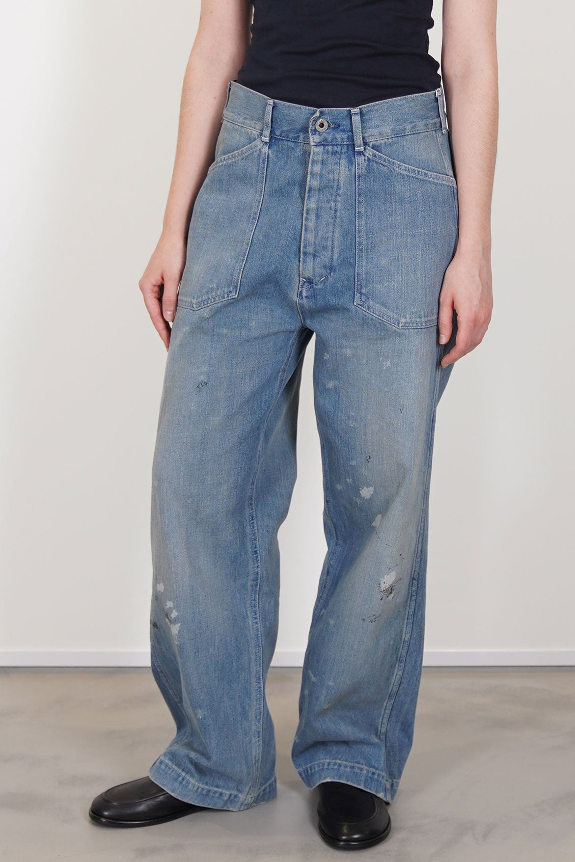 cs40-mp12 army style denim trousers light vintage