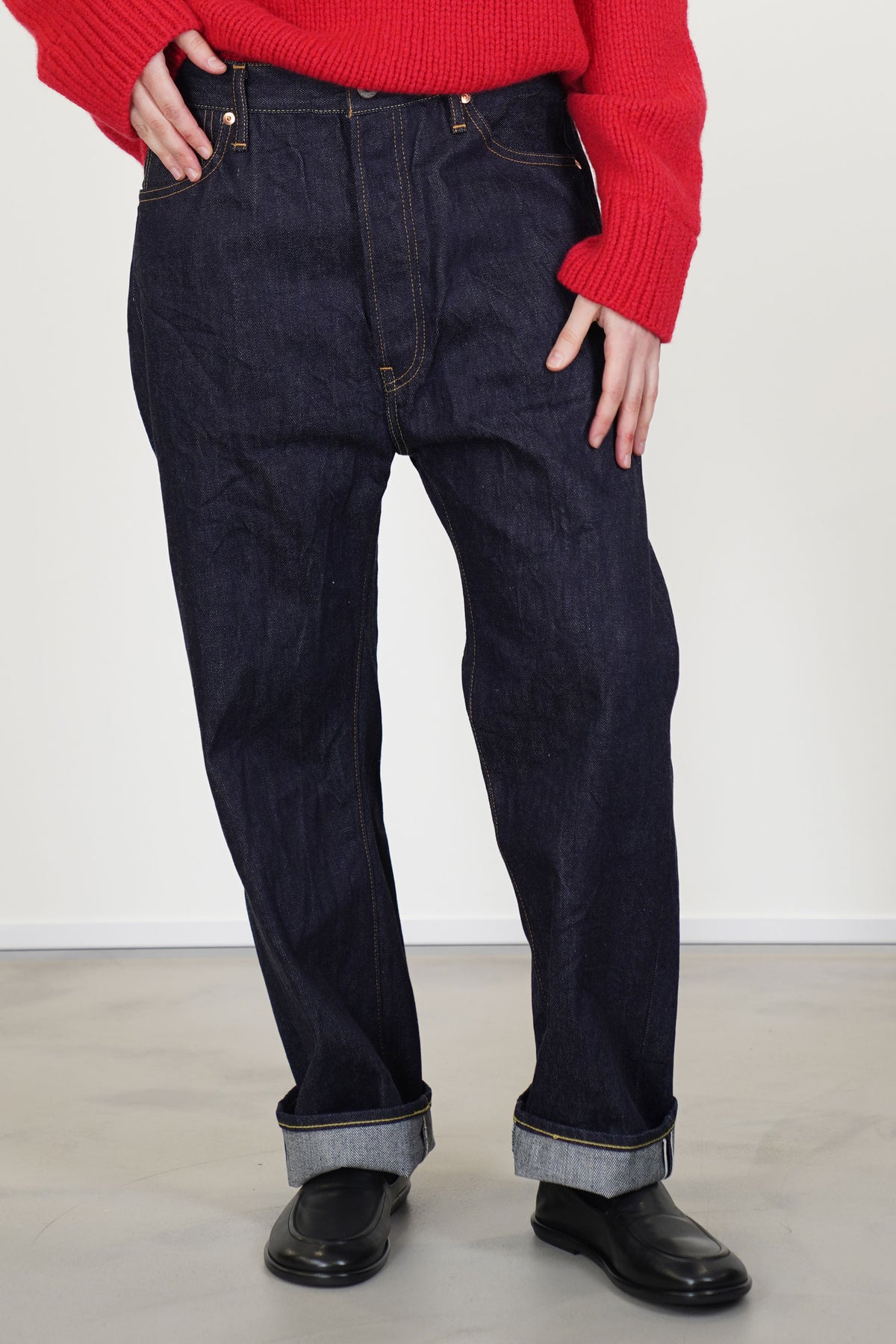 cs42-wp01b selvedge denim wide tapered cut rinse