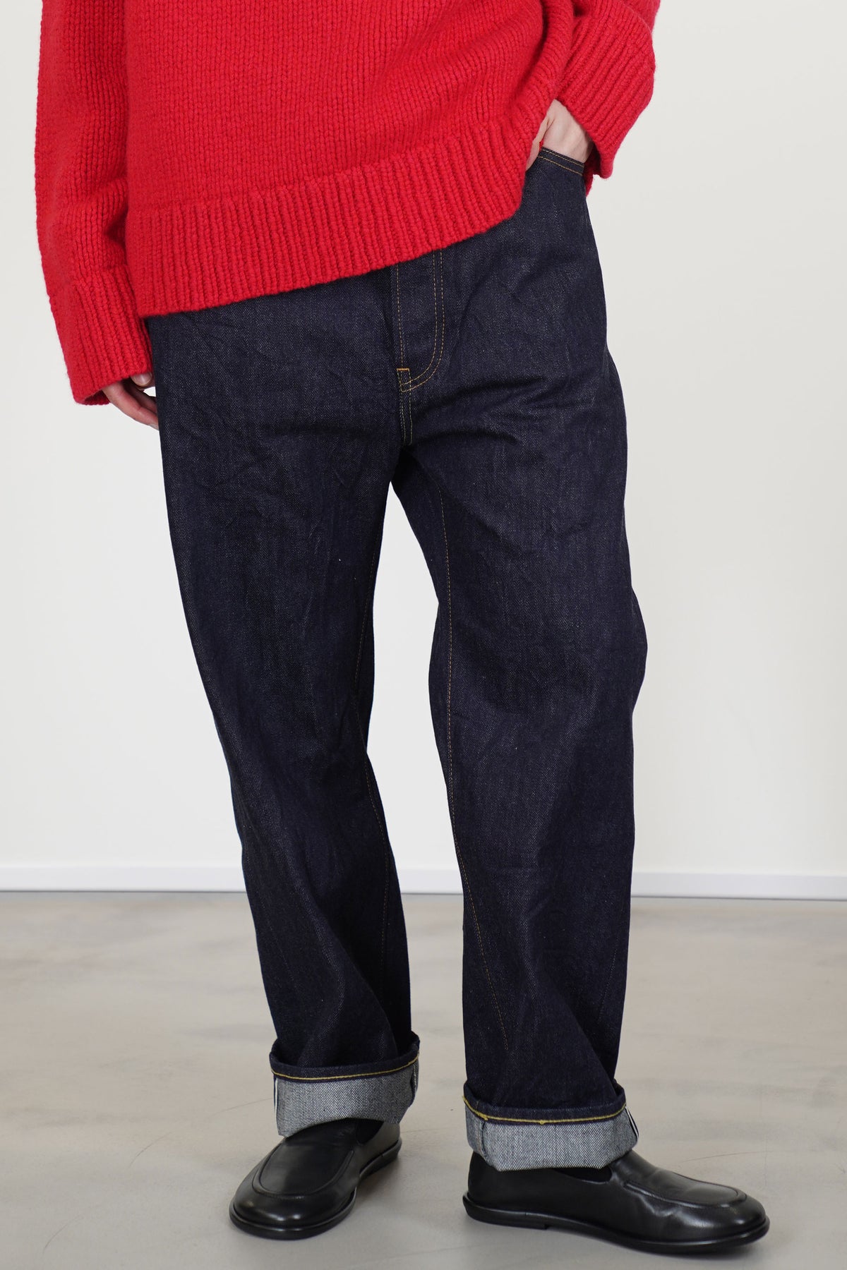 cs42-wp01b selvedge denim wide tapered cut rinse