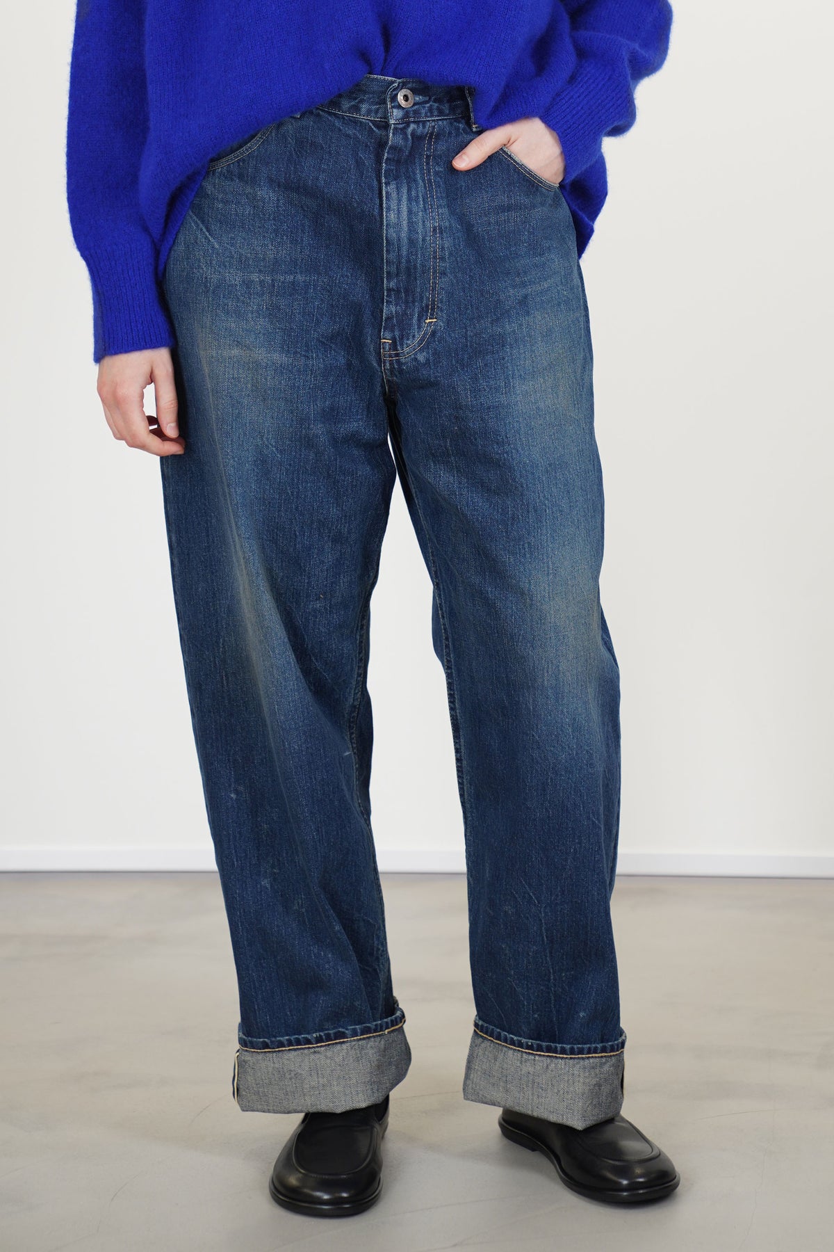 cs42-wp12 selvedge denim ranch pants dark wash