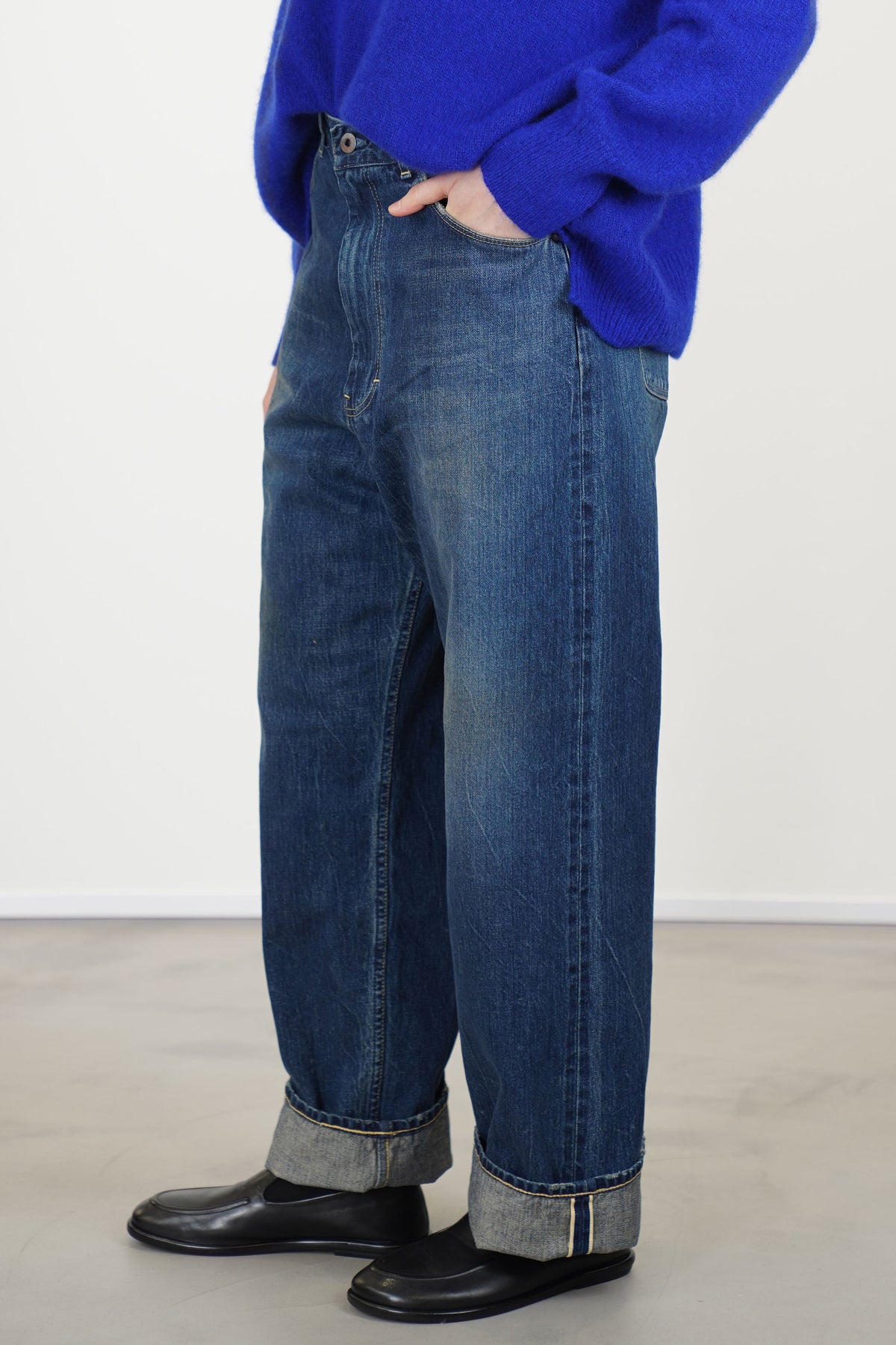 cs42-wp12 selvedge denim ranch pants dark wash