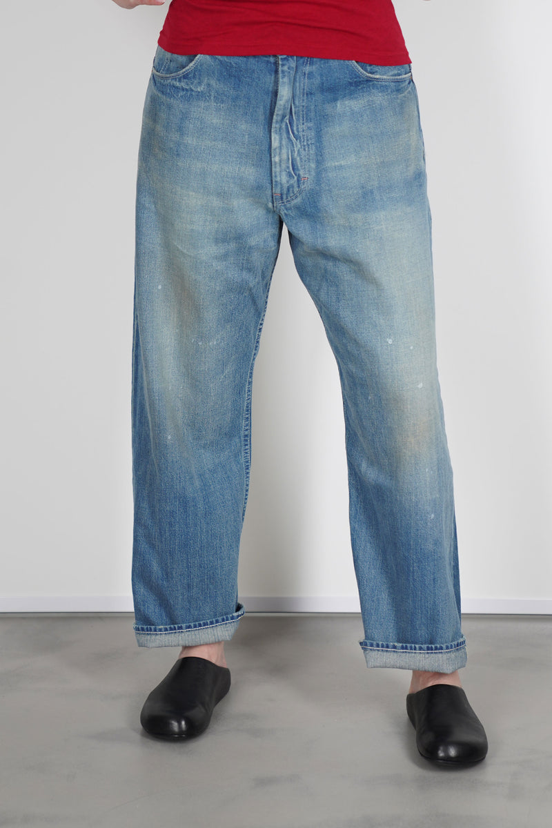 cs41-wp12 selvedge denim ranch pant work light blue