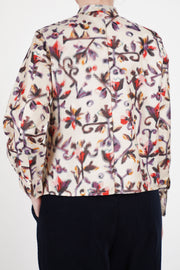 blouse silk ikat white flowers