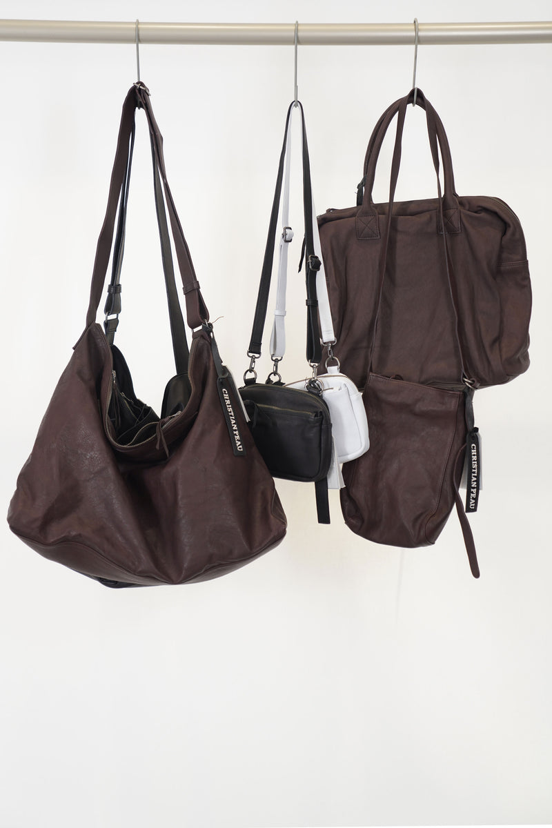 soft leather small shoulder bag black
