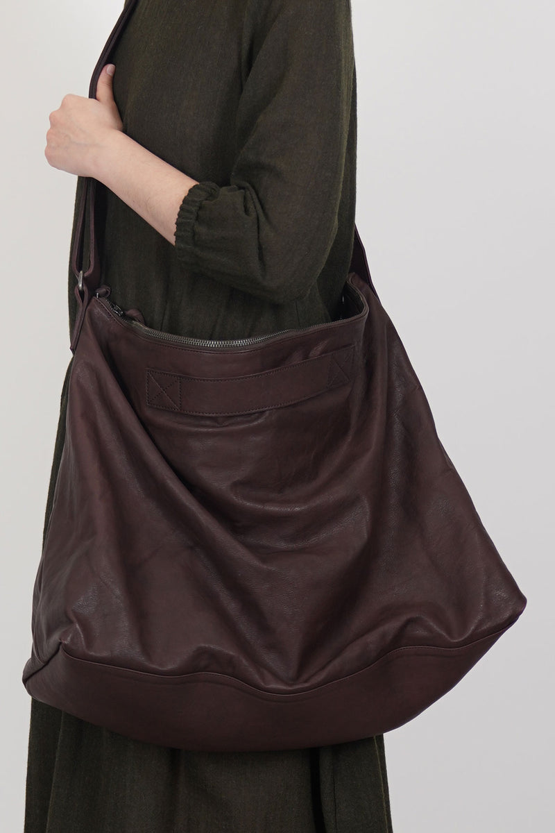 soft leather large bag dark brown