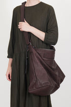 soft leather large bag dark brown