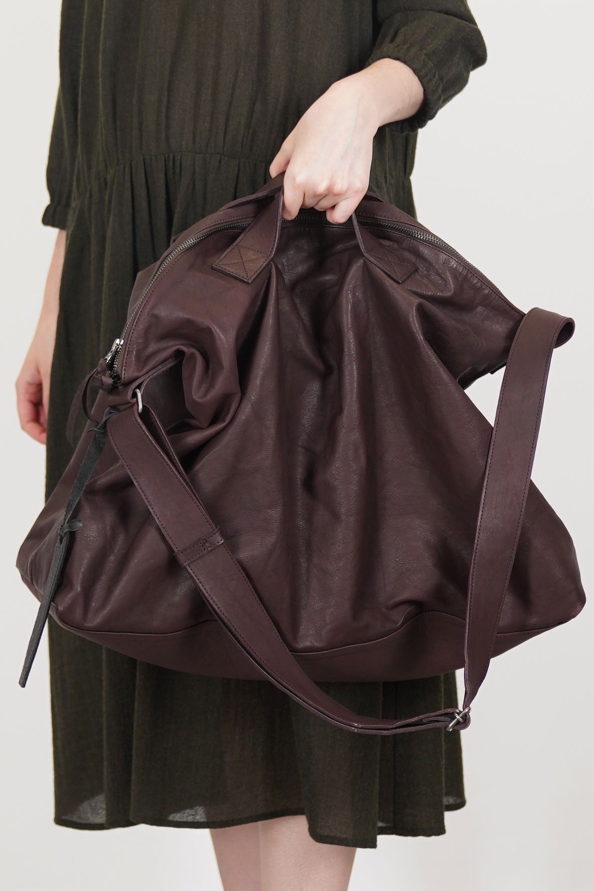 soft leather large bag dark brown