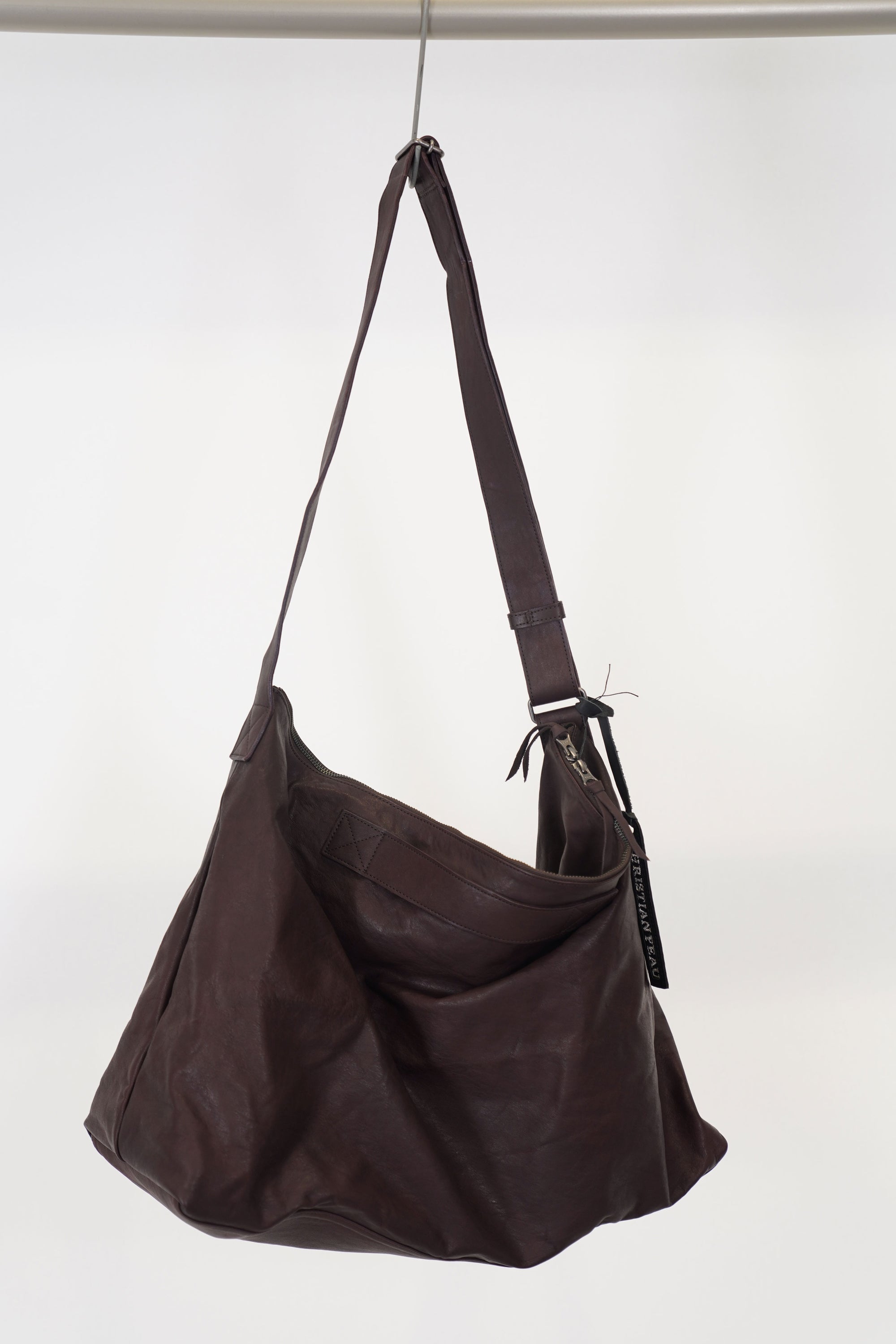 soft leather large bag dark brown