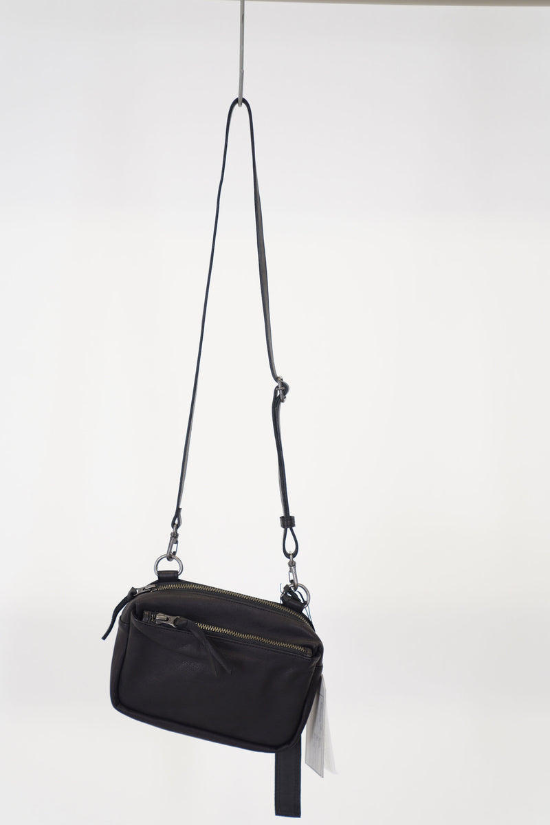 soft leather small shoulder bag black