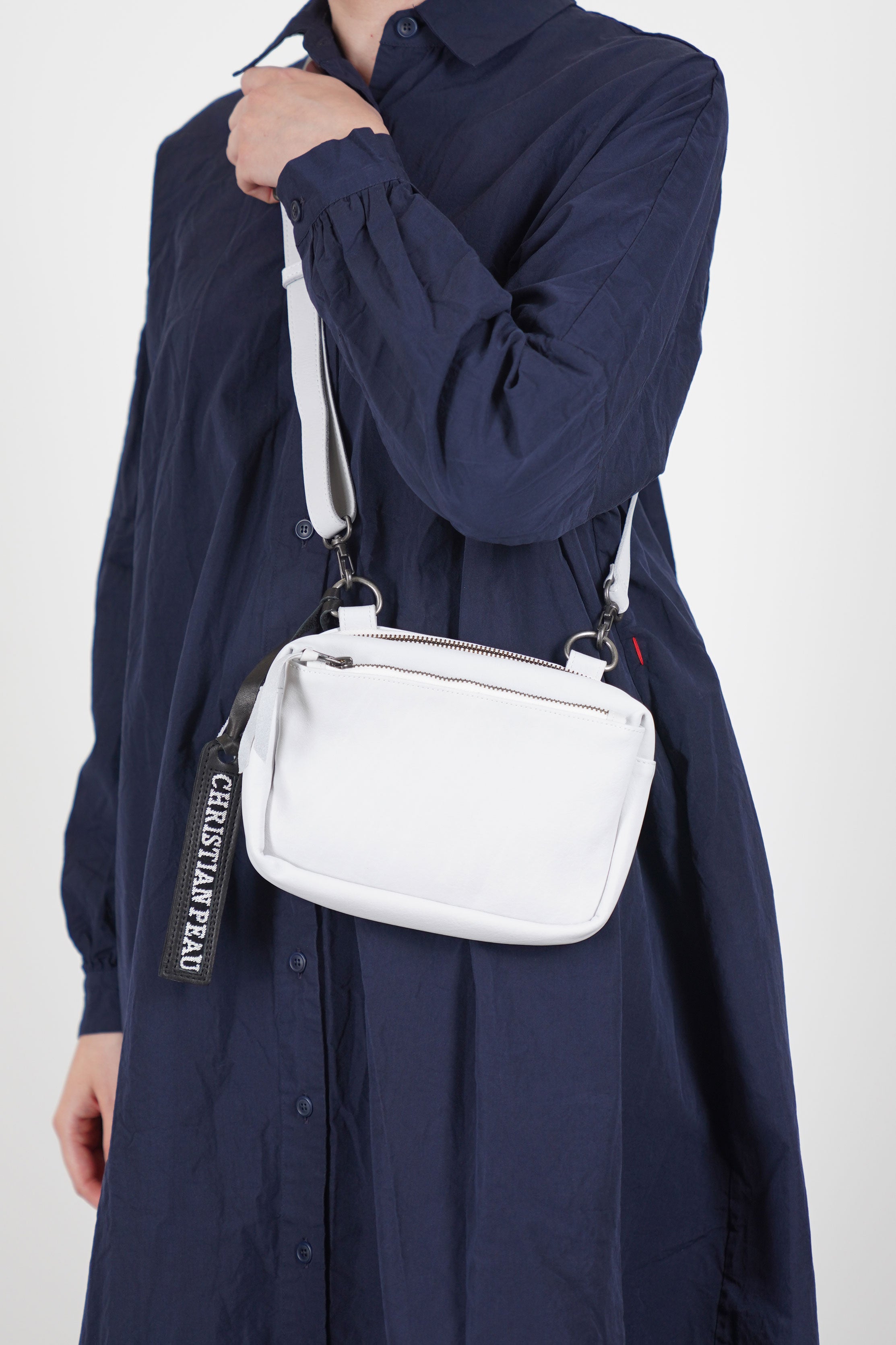 christian peau soft leather small shoulder bag snow white
