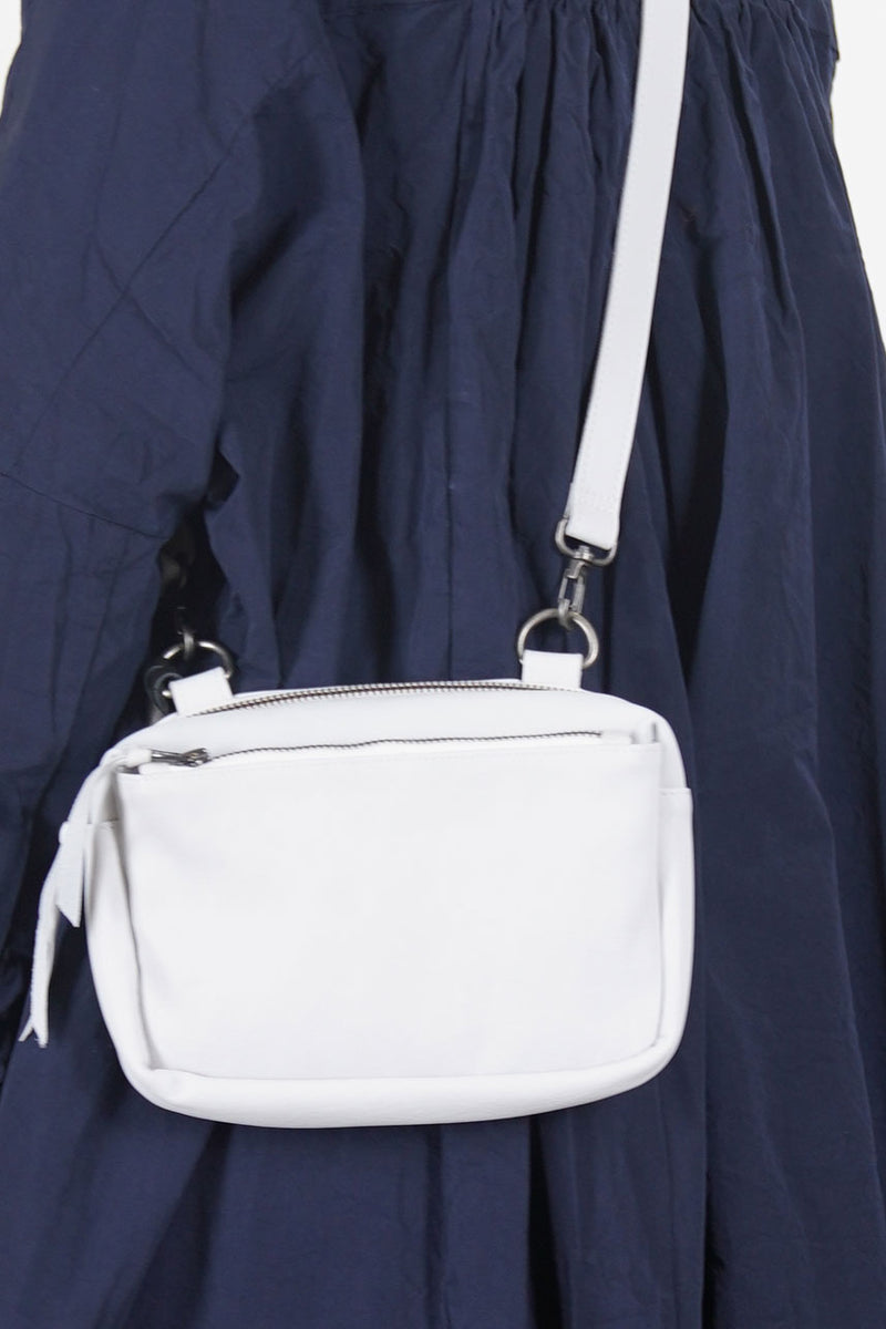 soft leather small shoulder bag snow white