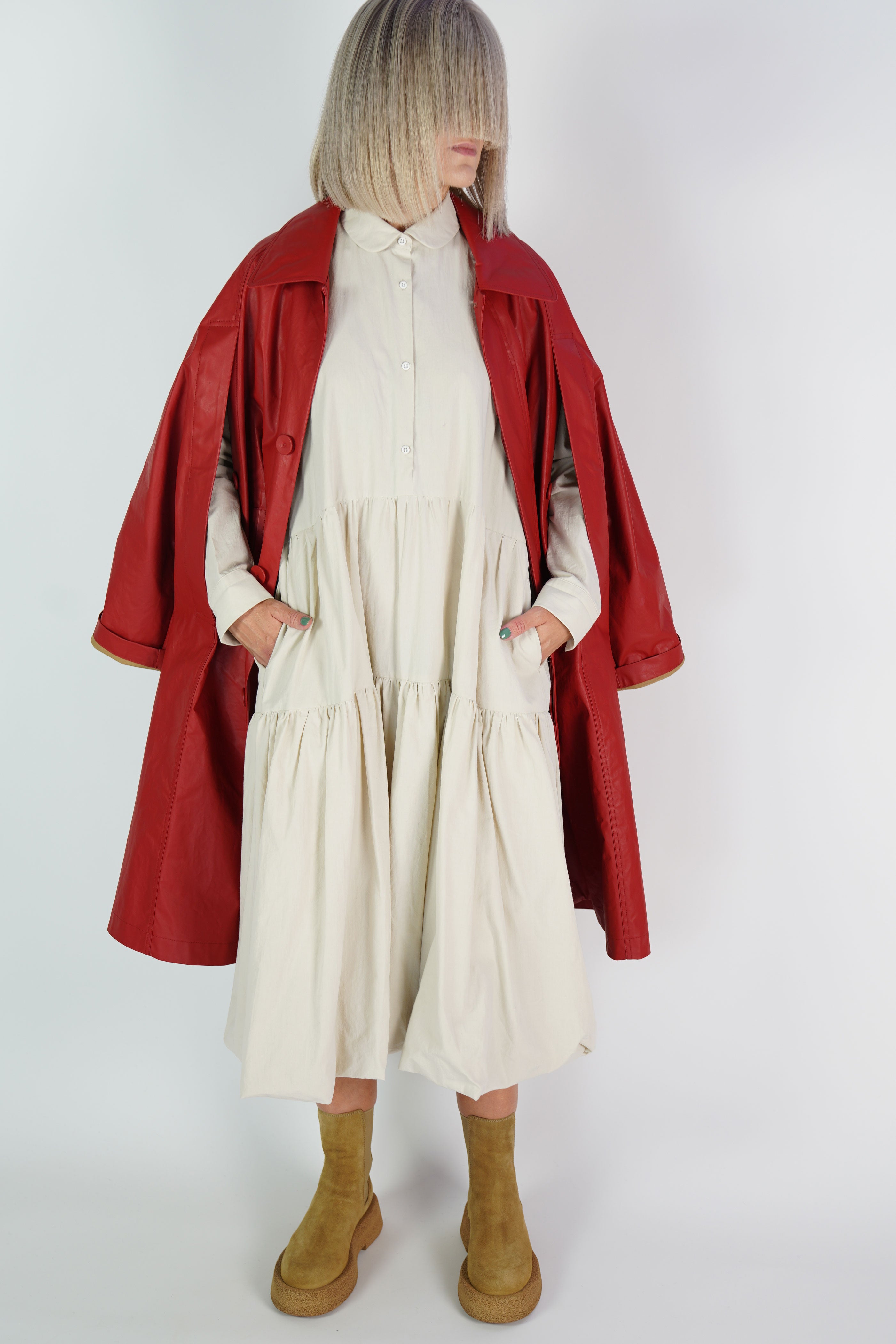 école de curiosités coat cameron vermilion red | carrousel the store