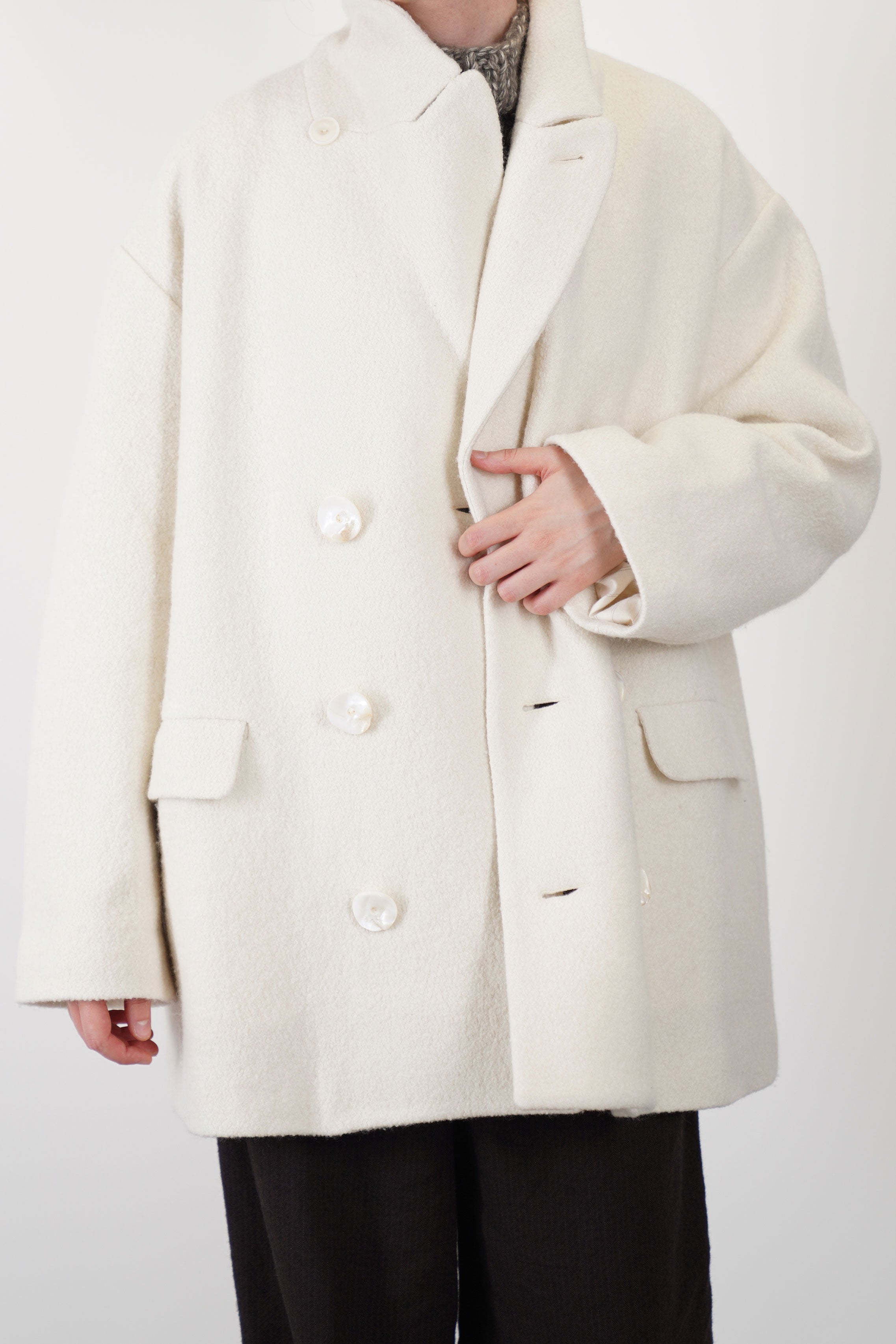 coat claus boiled wool ecru