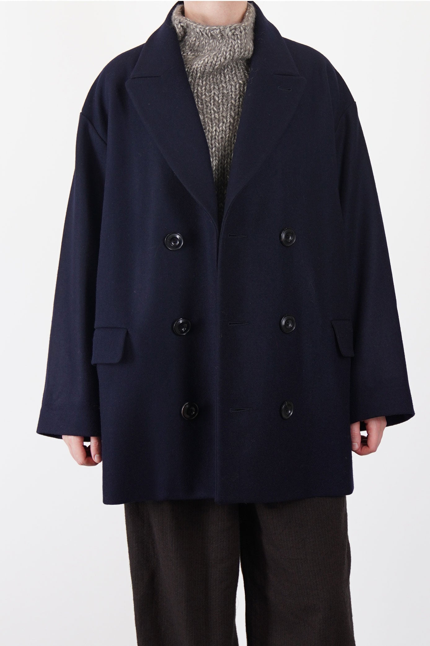 coat claus loden wool dark navy