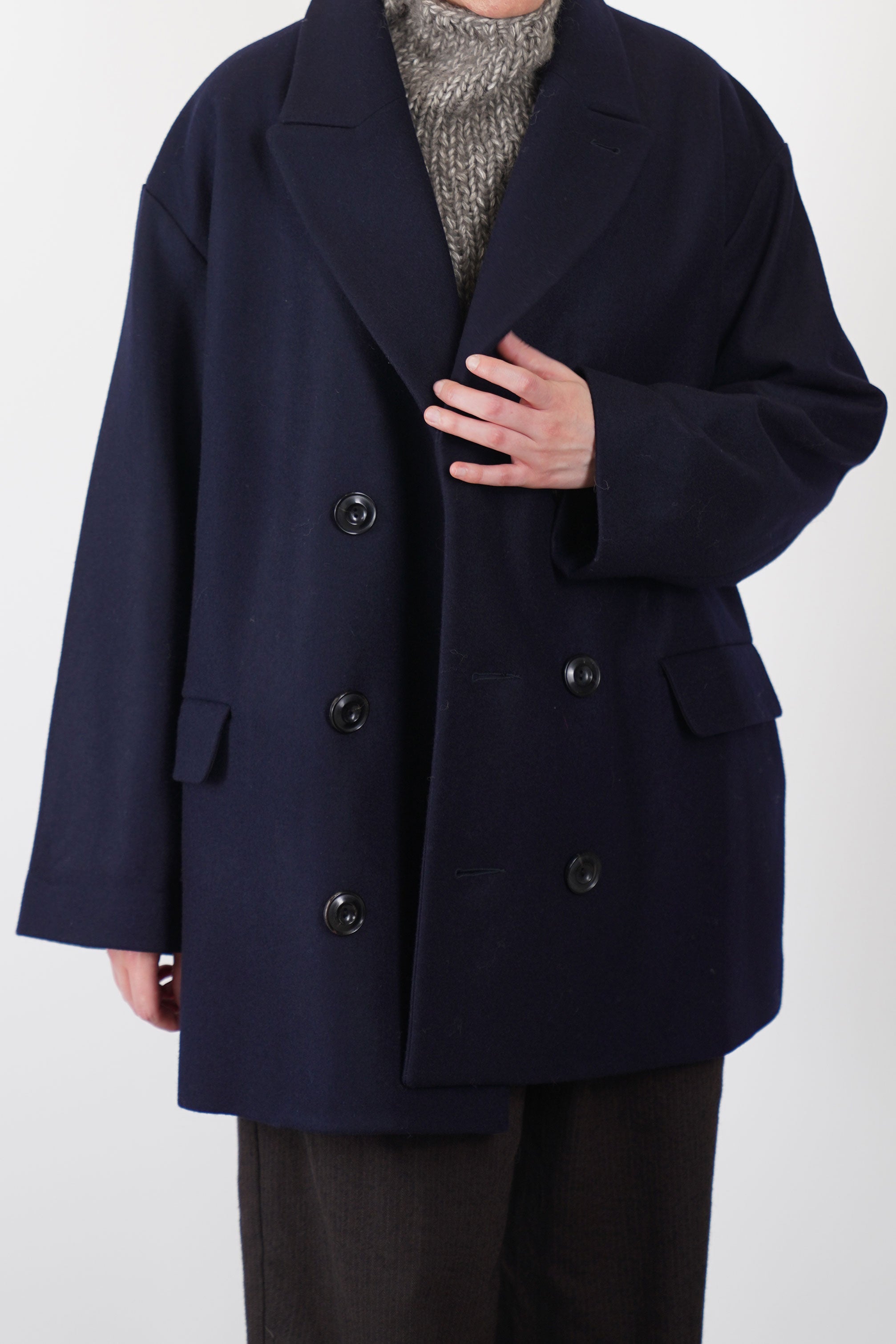 coat claus loden wool dark navy