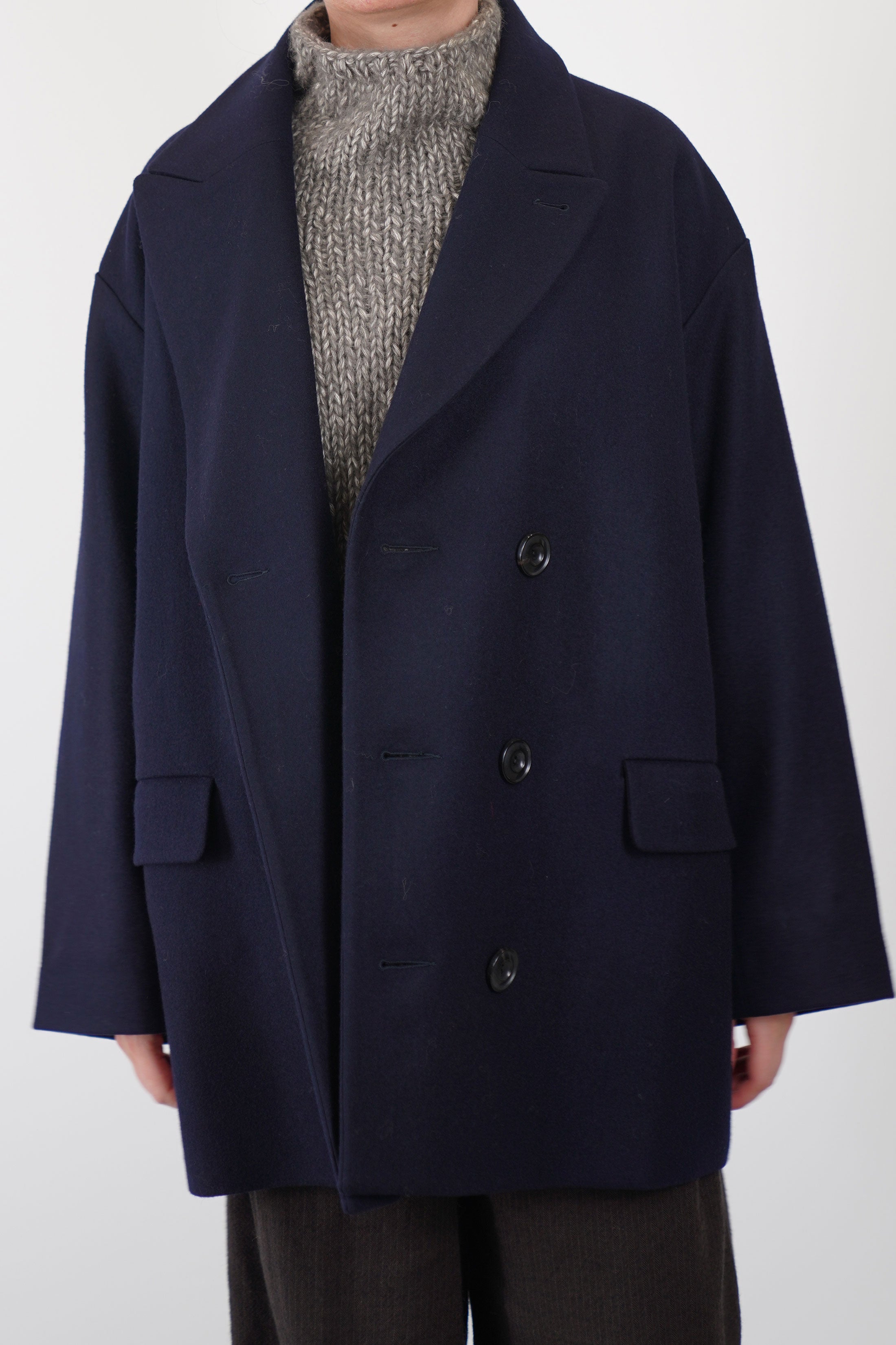 coat claus loden wool dark navy