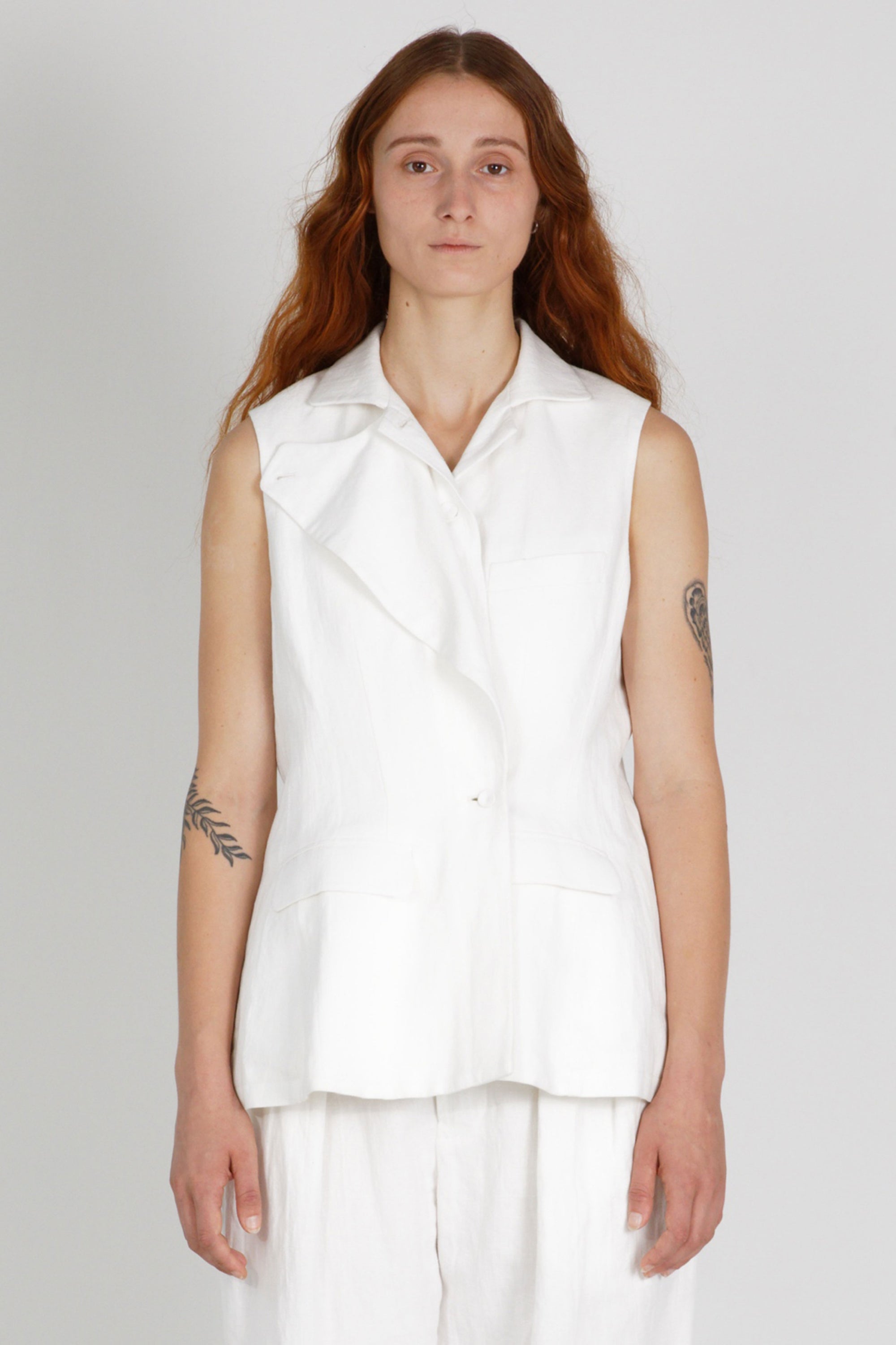 cotton linen waistcoat gertrude off-white