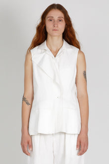 cotton linen waistcoat gertrude off-white
