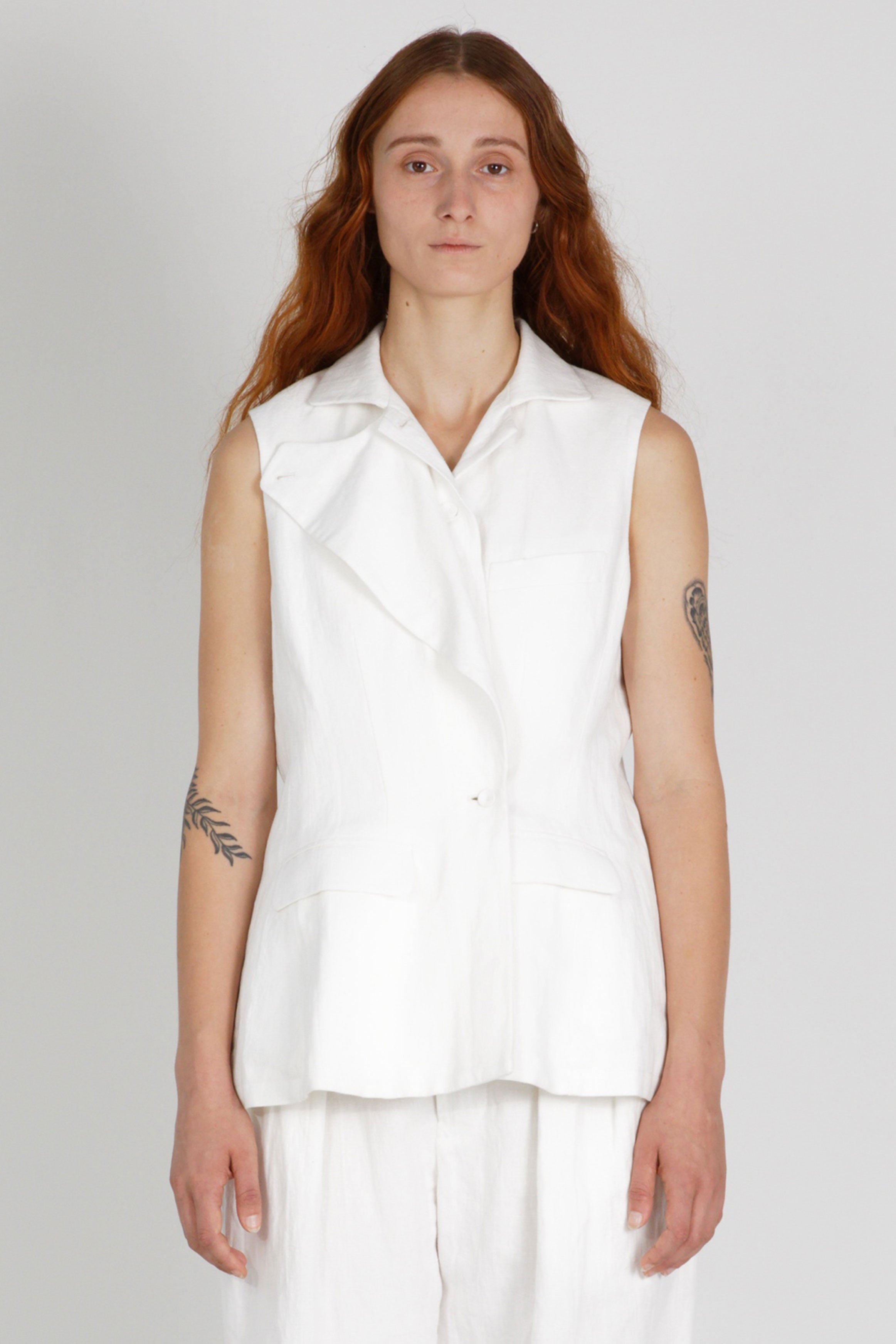 cotton linen waistcoat gertrude off-white