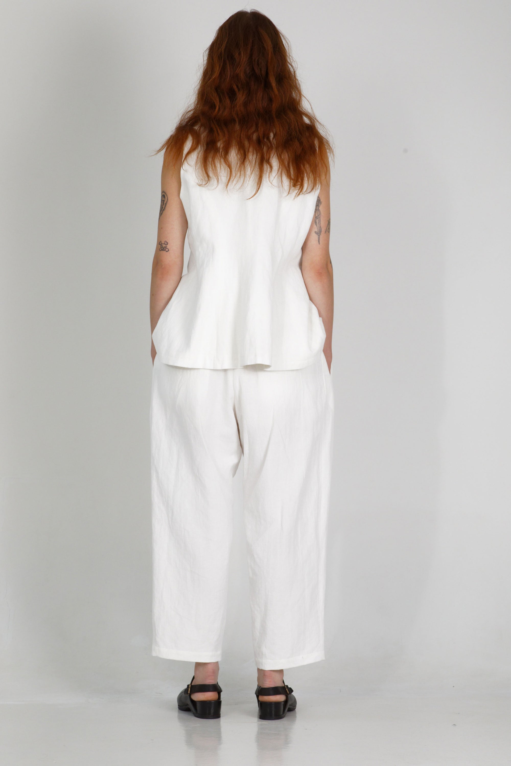 cotton linen waistcoat gertrude off-white