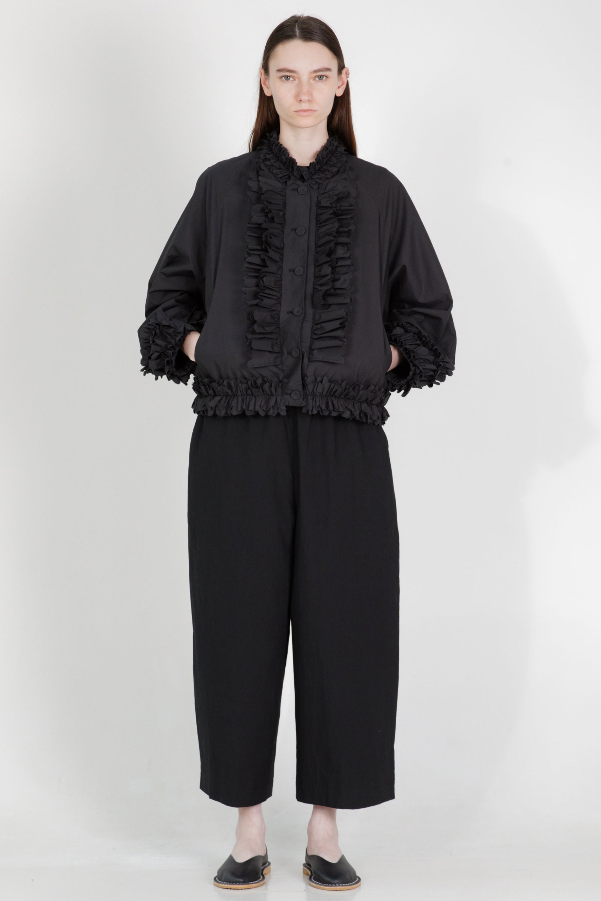 cotton silk pants pierre black