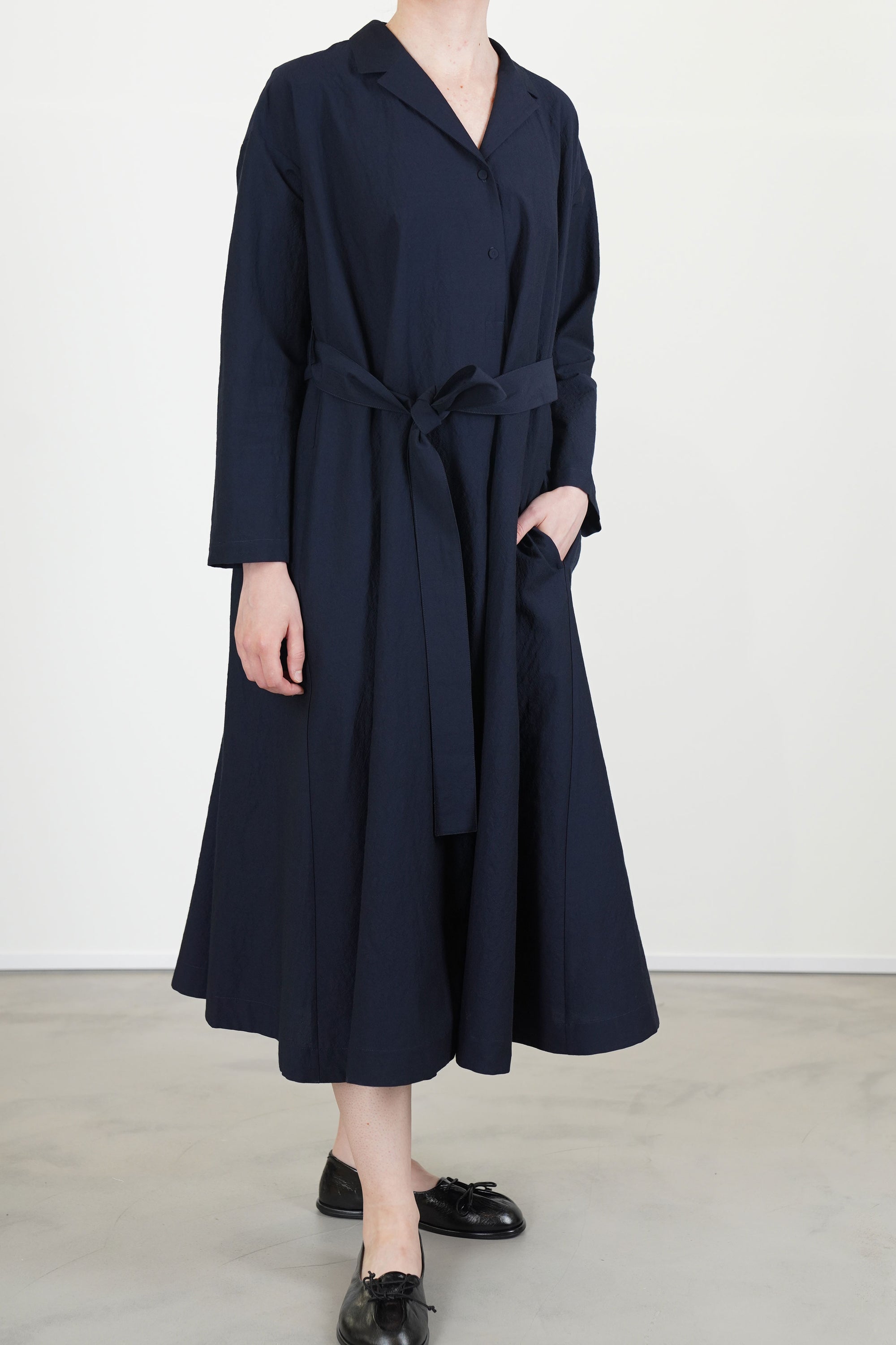 dress daisy wool cotton dark navy