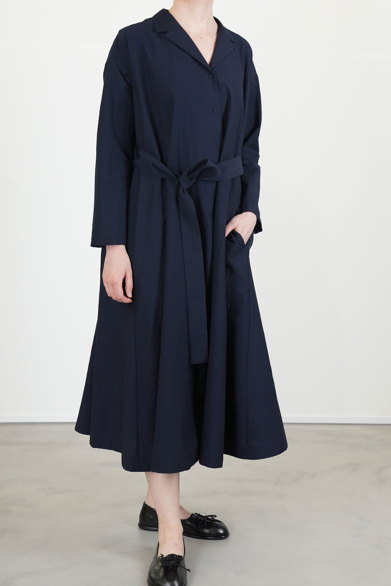 dress daisy wool cotton dark navy