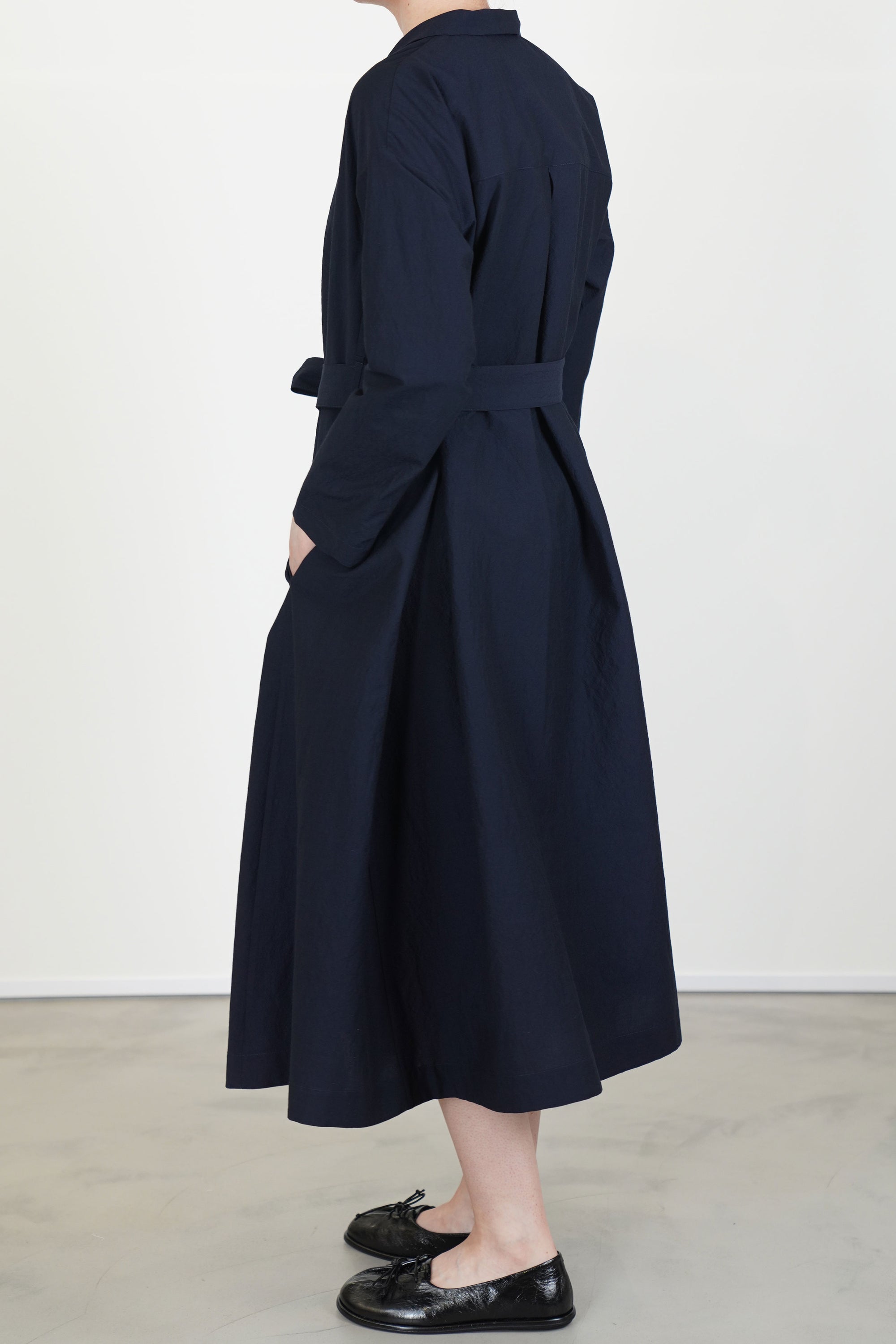 dress daisy wool cotton dark navy