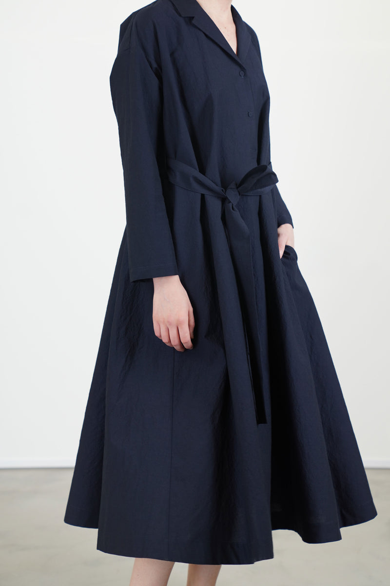 dress daisy wool cotton dark navy