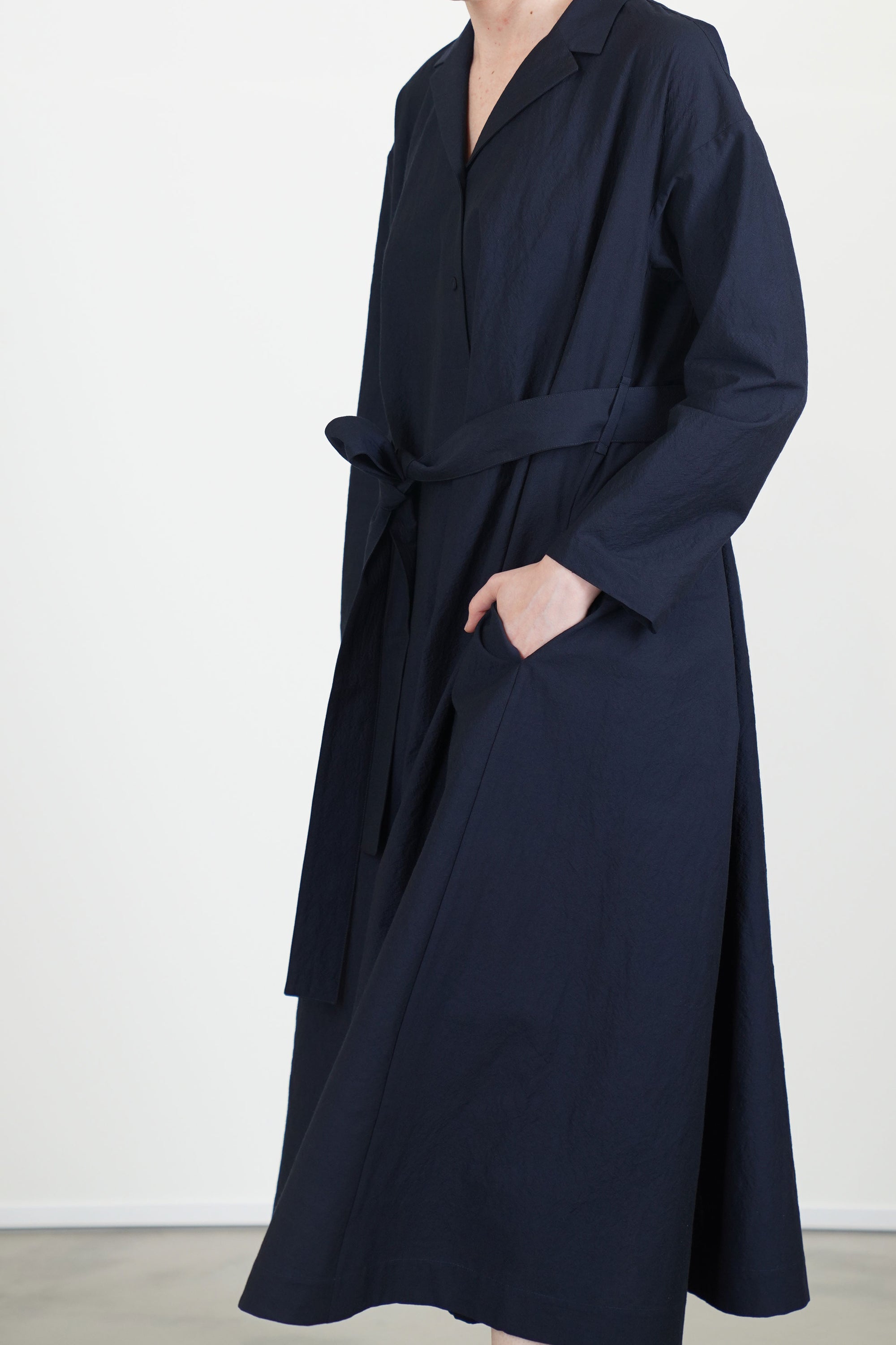 dress daisy wool cotton dark navy
