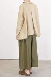 julia blouse plaid linen beige