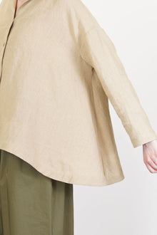 julia blouse plaid linen beige