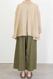 julia blouse plaid linen beige