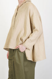 julia blouse plaid linen beige