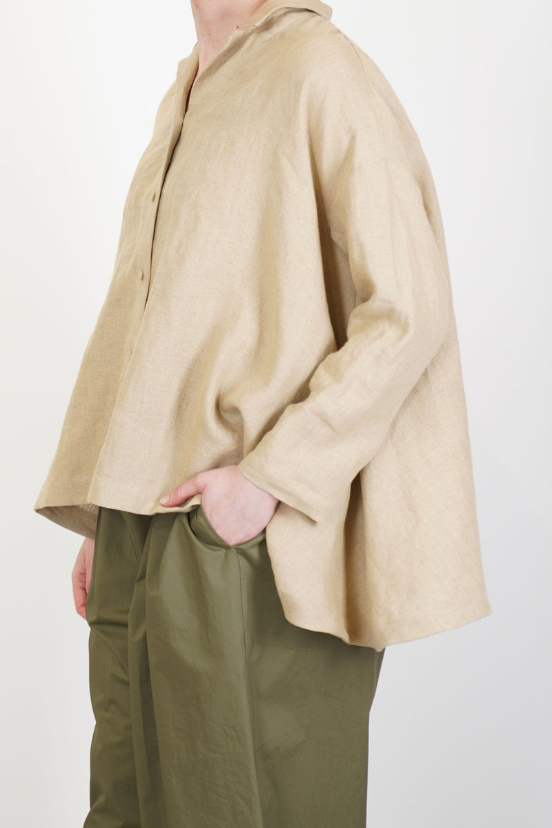 julia blouse plaid linen beige