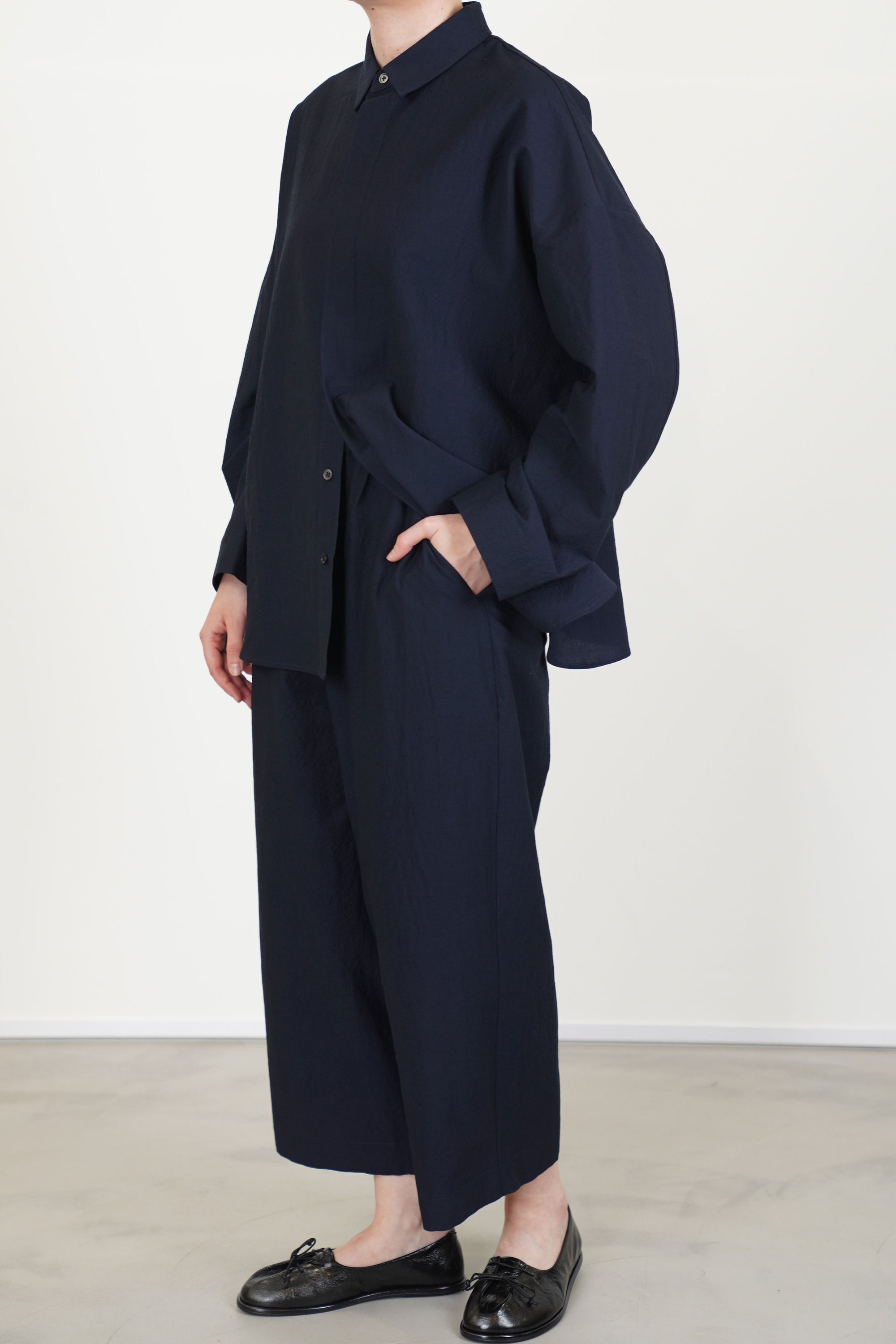 pants pierre wool cotton dark navy