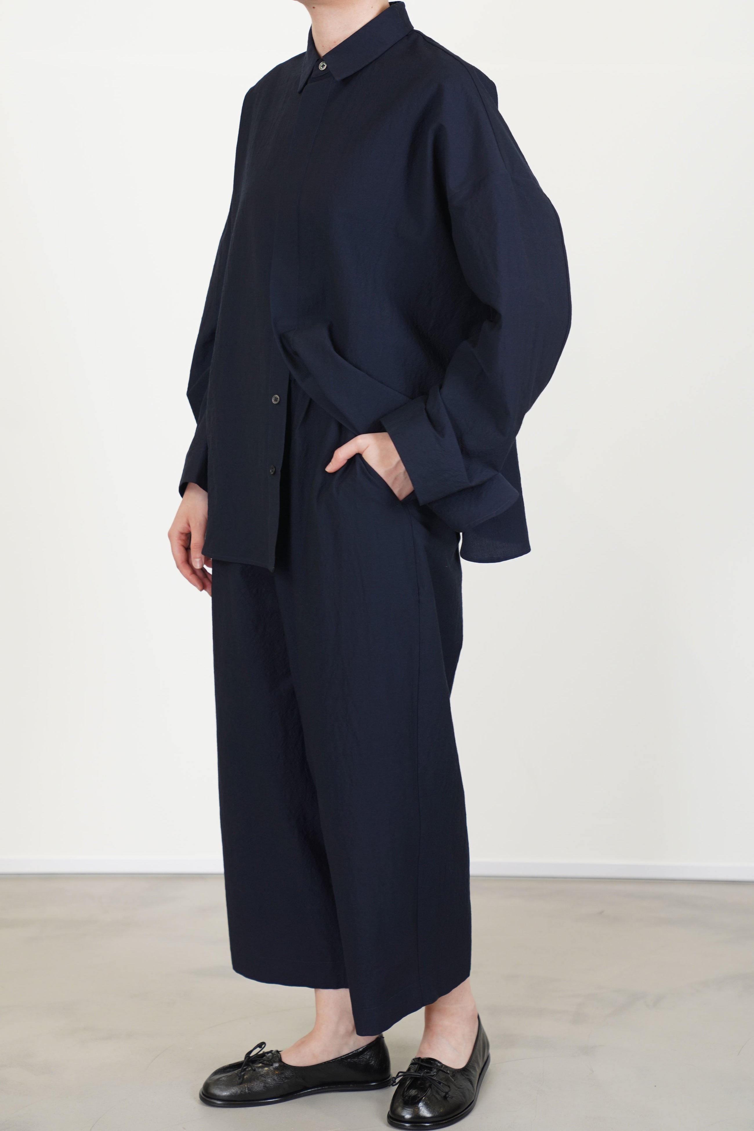 pants pierre wool cotton dark navy