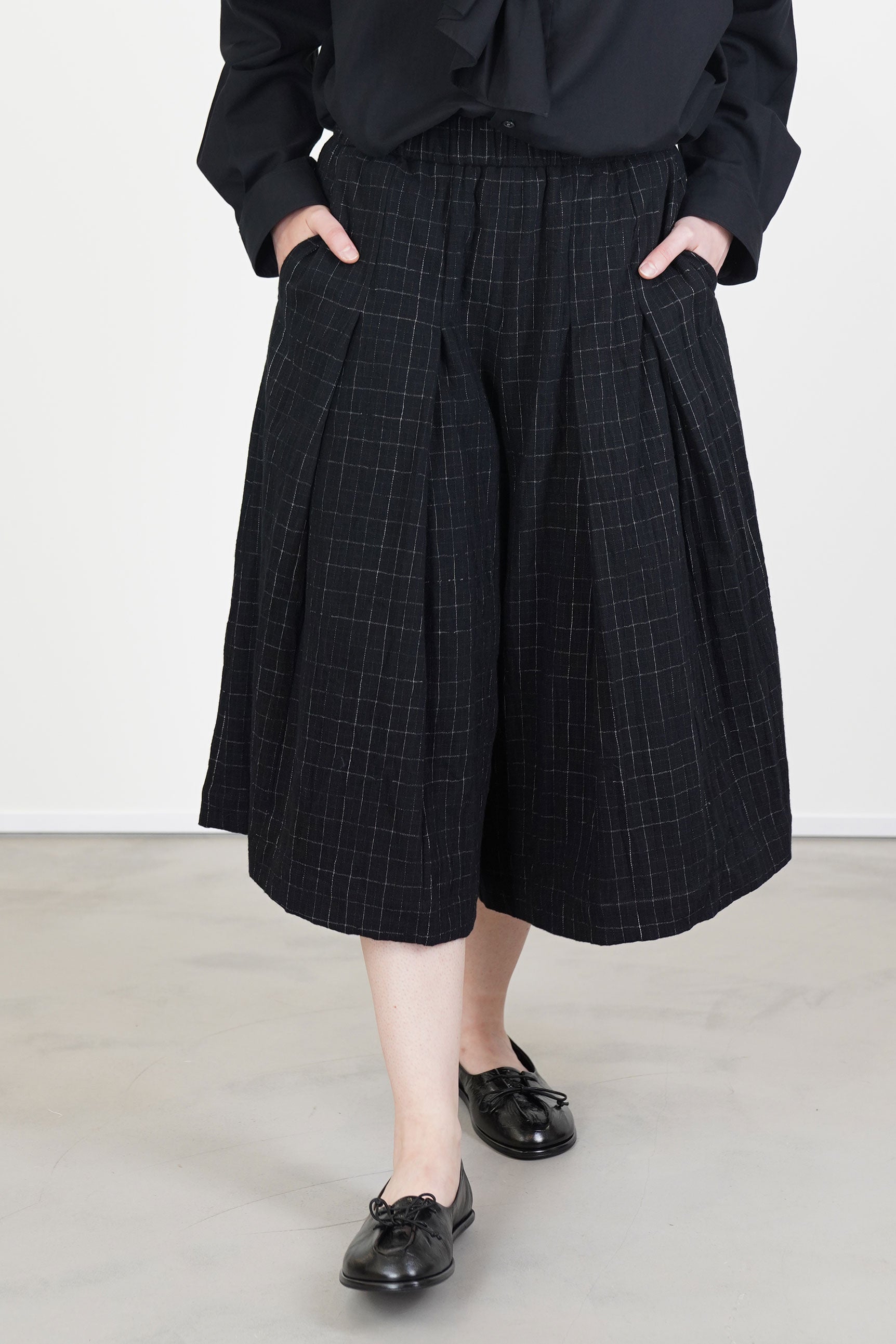 polly pant cotton wool chalk check black