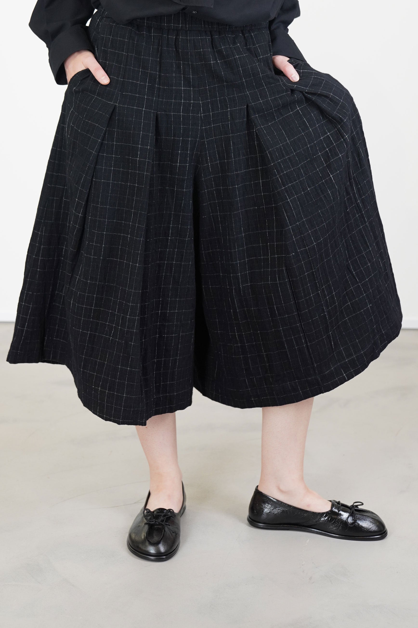 polly pant cotton wool chalk check black