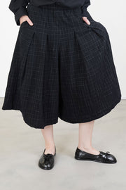 polly pant cotton wool chalk check black