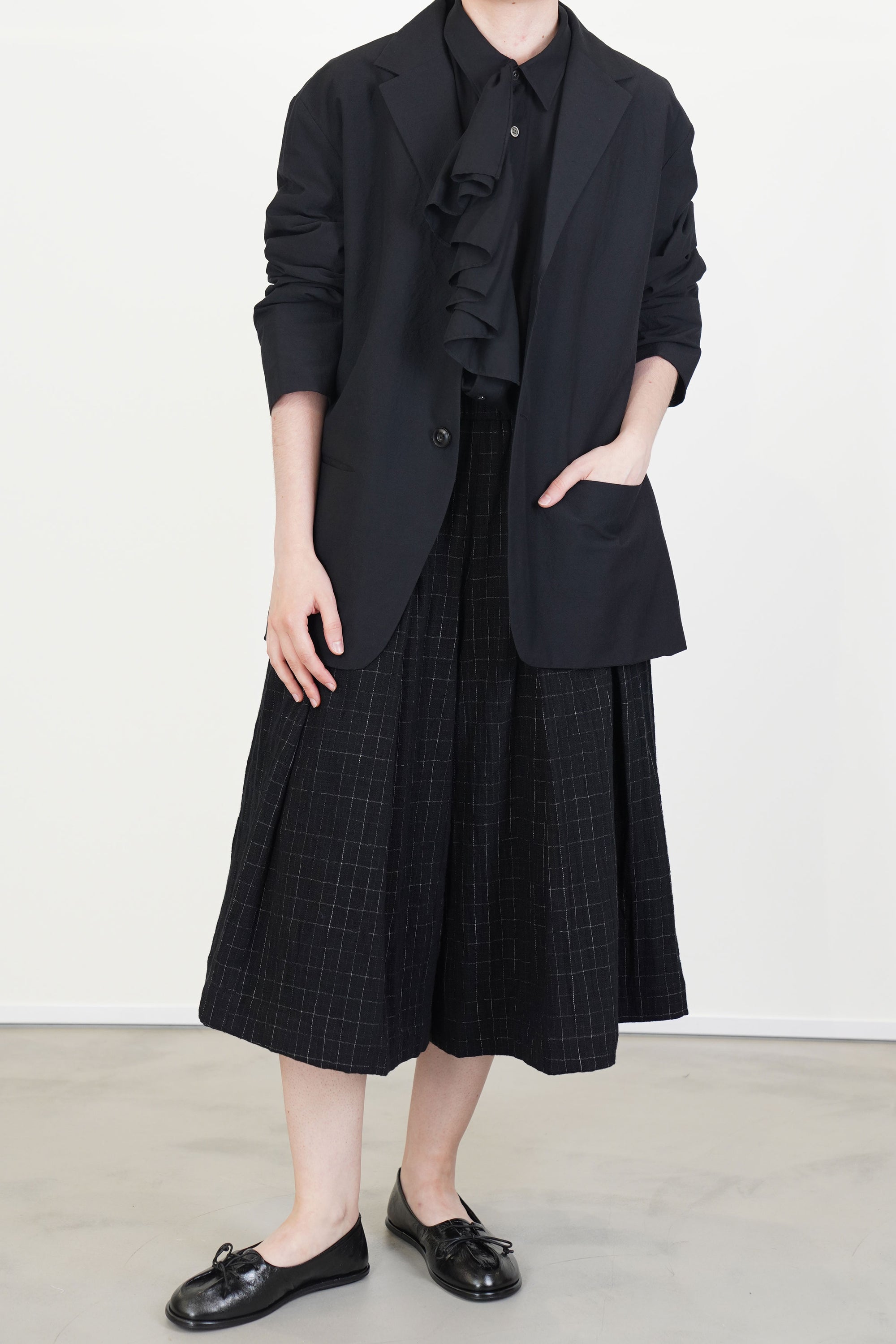 polly pant cotton wool chalk check black