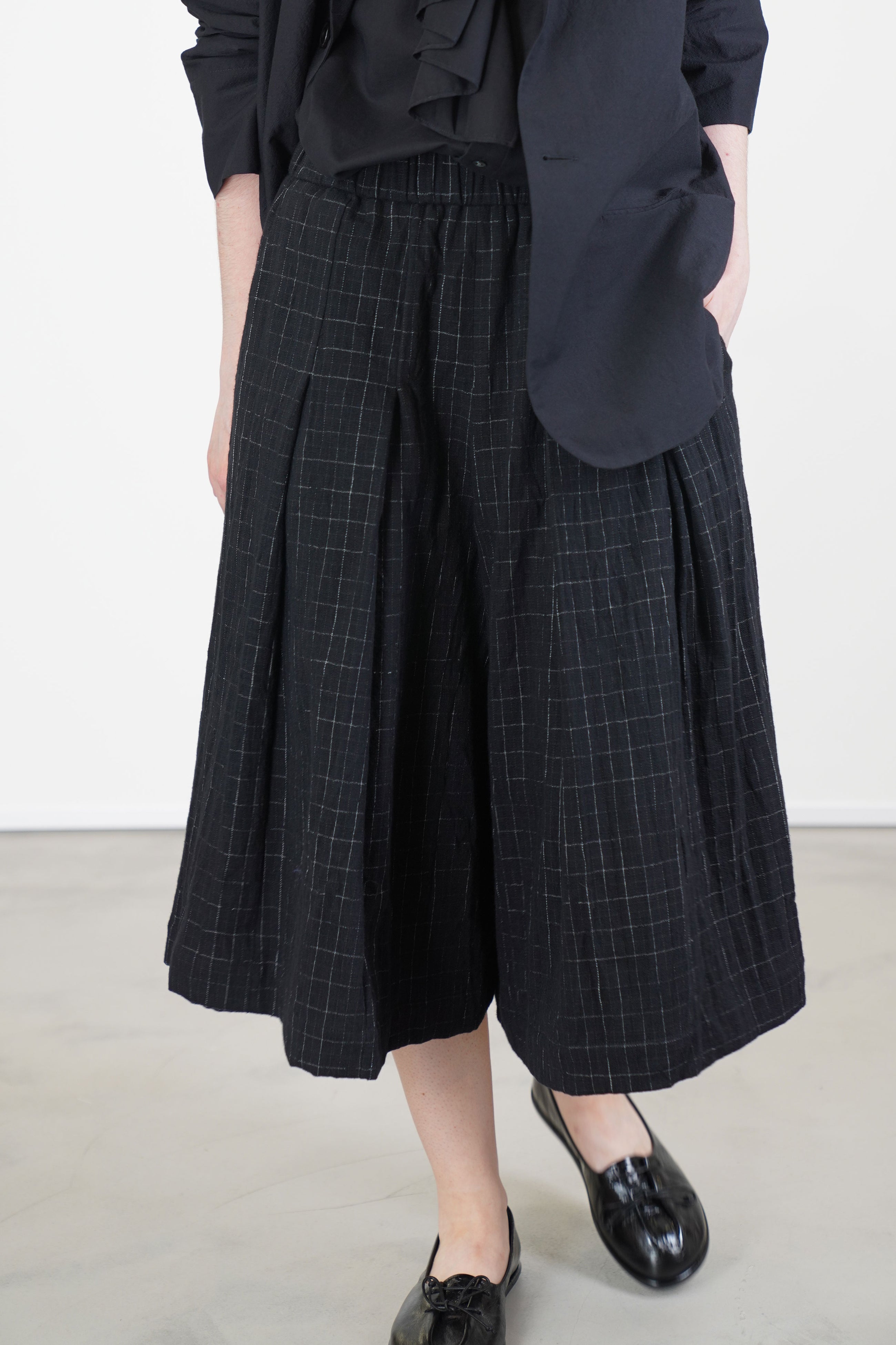 polly pant cotton wool chalk check black