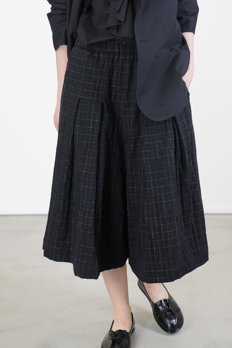 polly pant cotton wool chalk check black