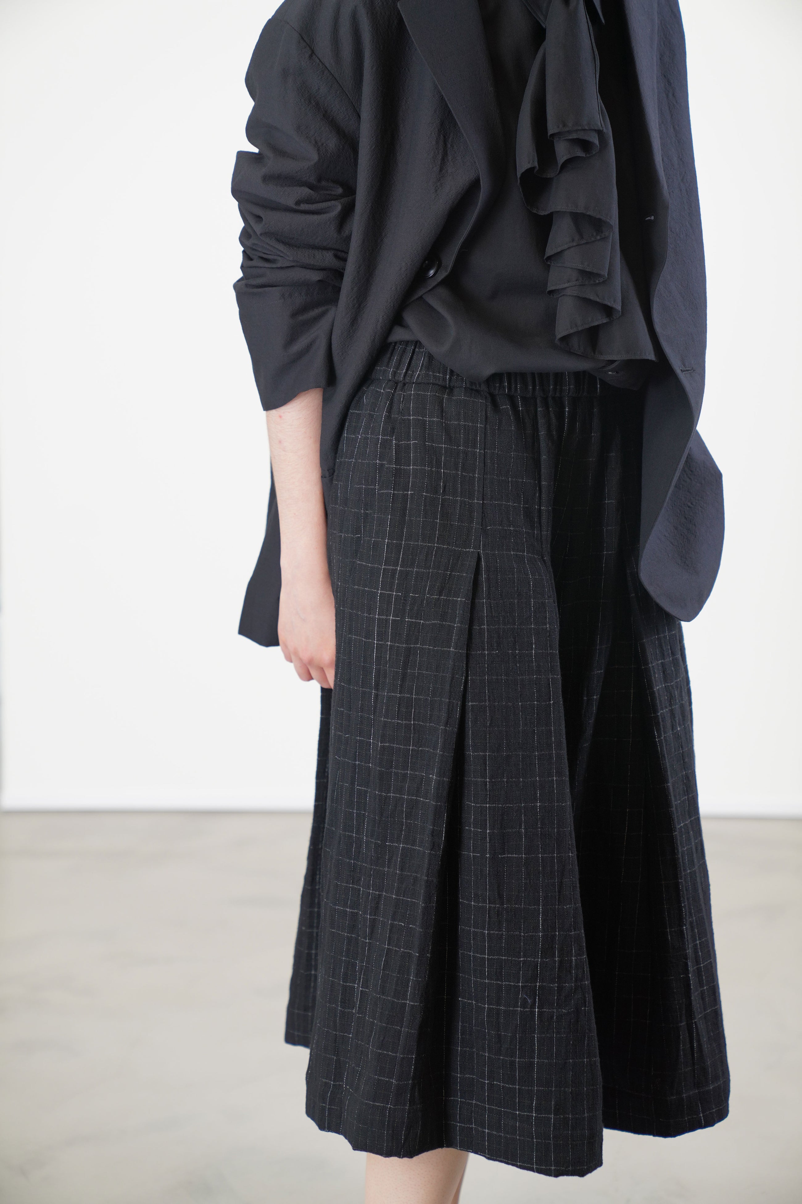 polly pant cotton wool chalk check black