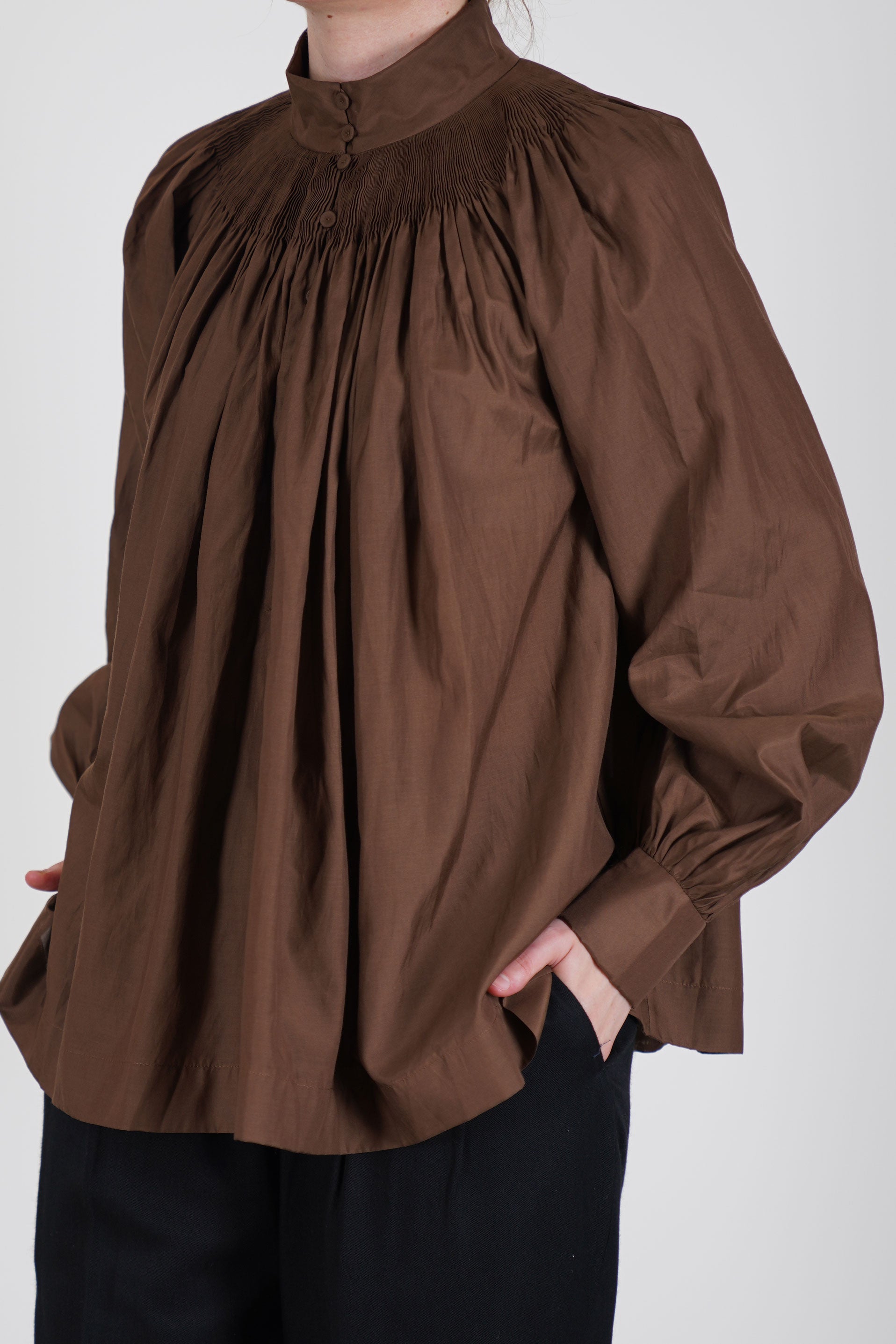 shirt anne cotton silk brown